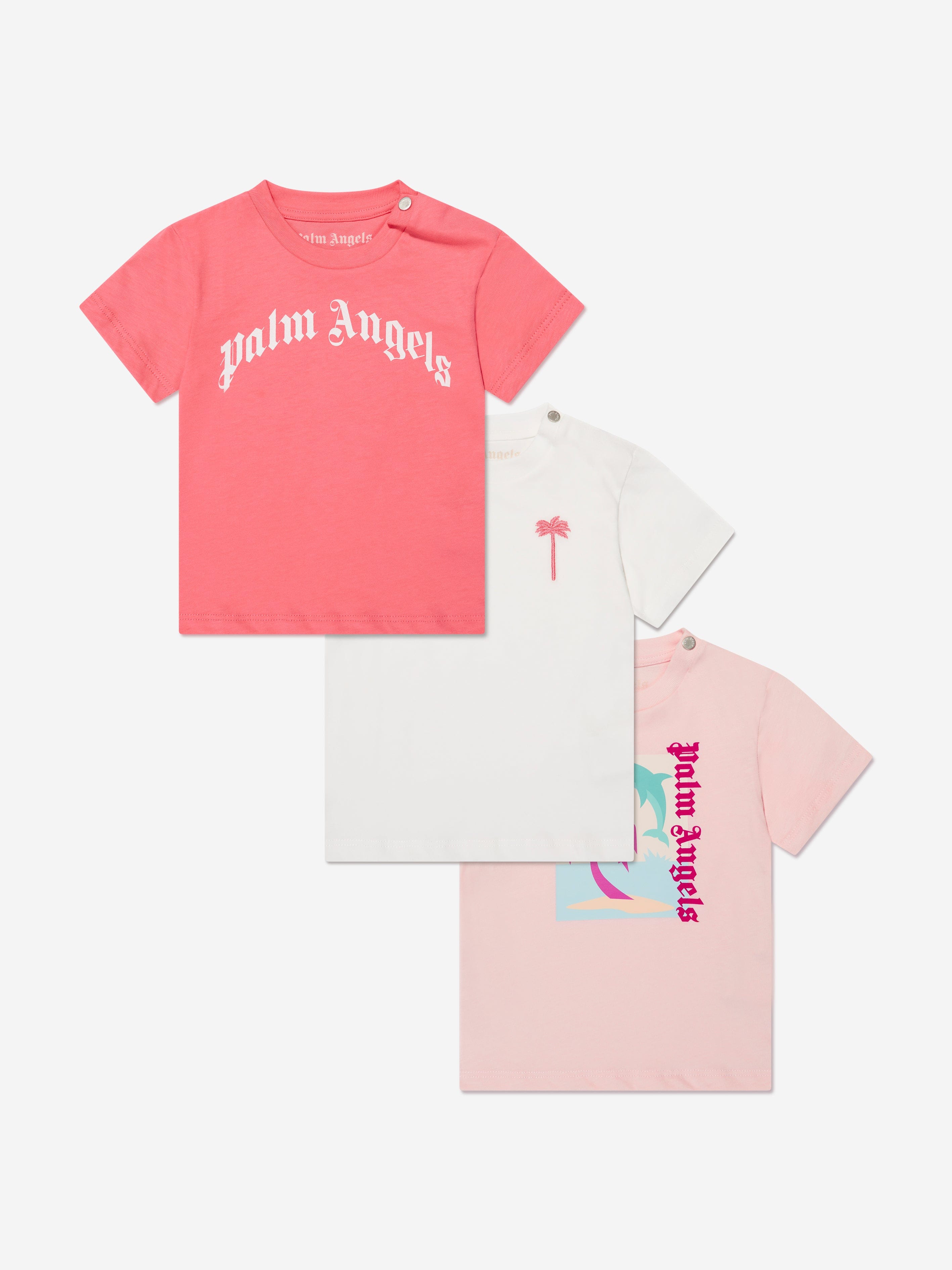 Set Of Two Cotton T Shirts in Multicoloured - Palm Angels Kids