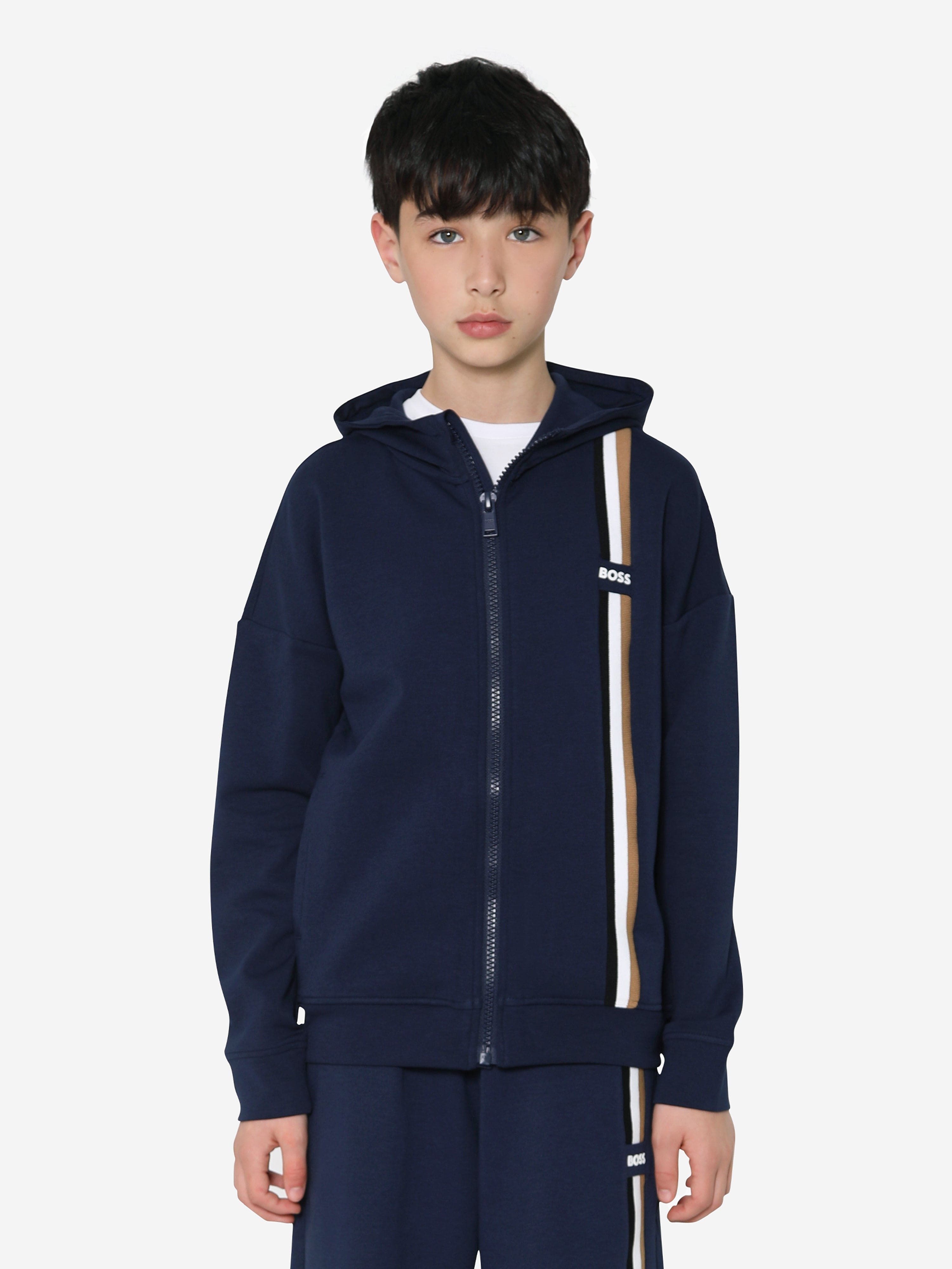 BOSS - Zip-up hoodie with logo stripe