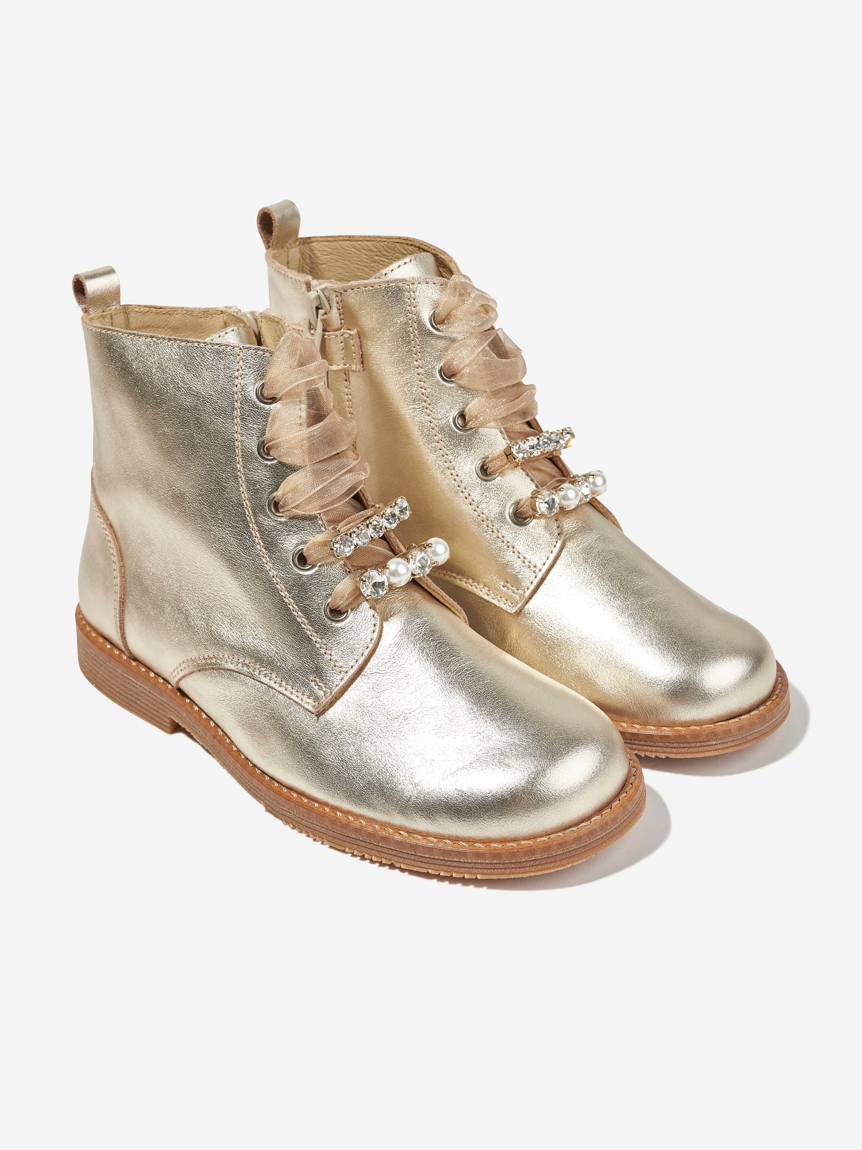 Gold lace up sales boots