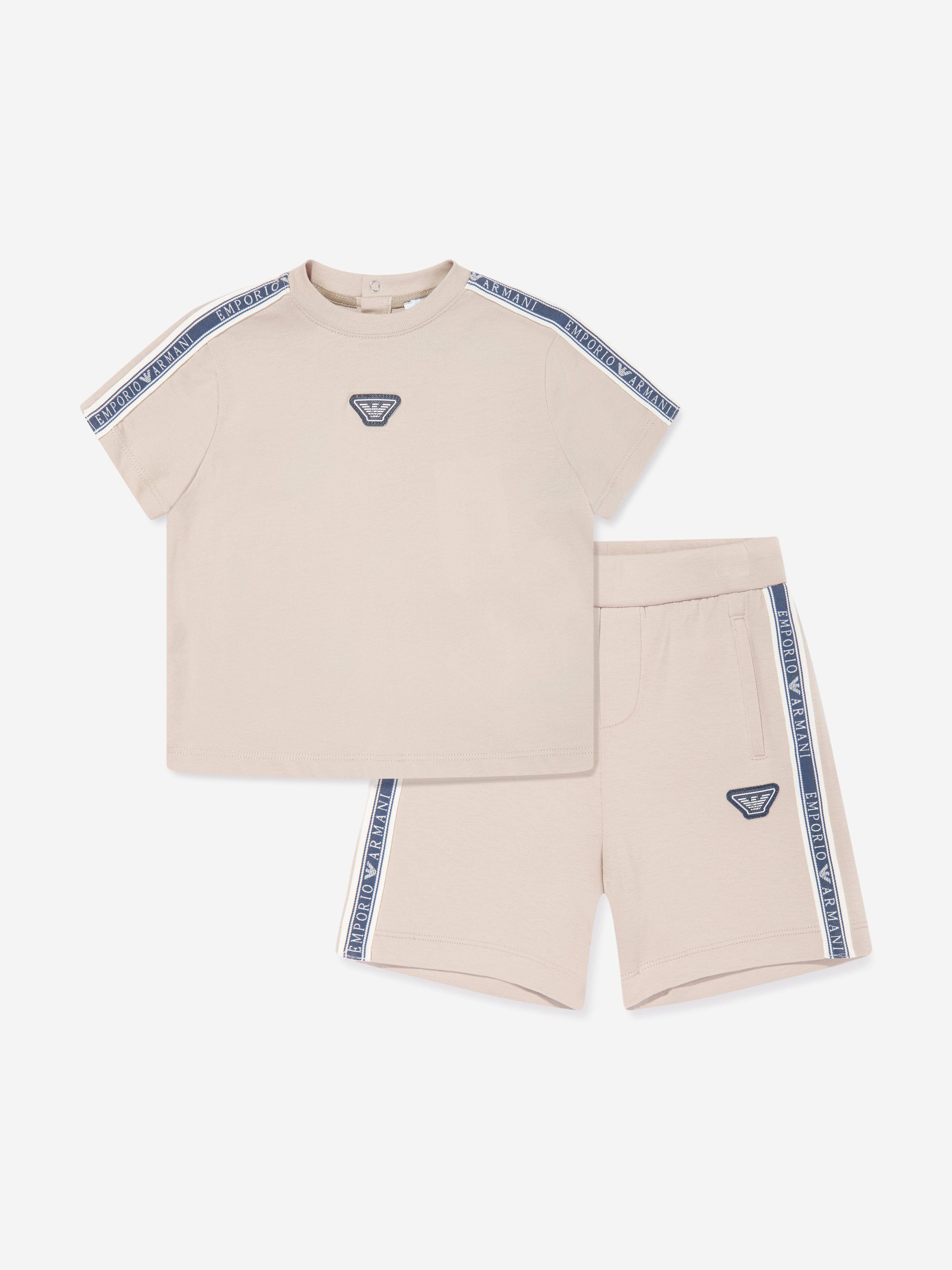 Emporio Armani Baby Boys Short Set in Beige