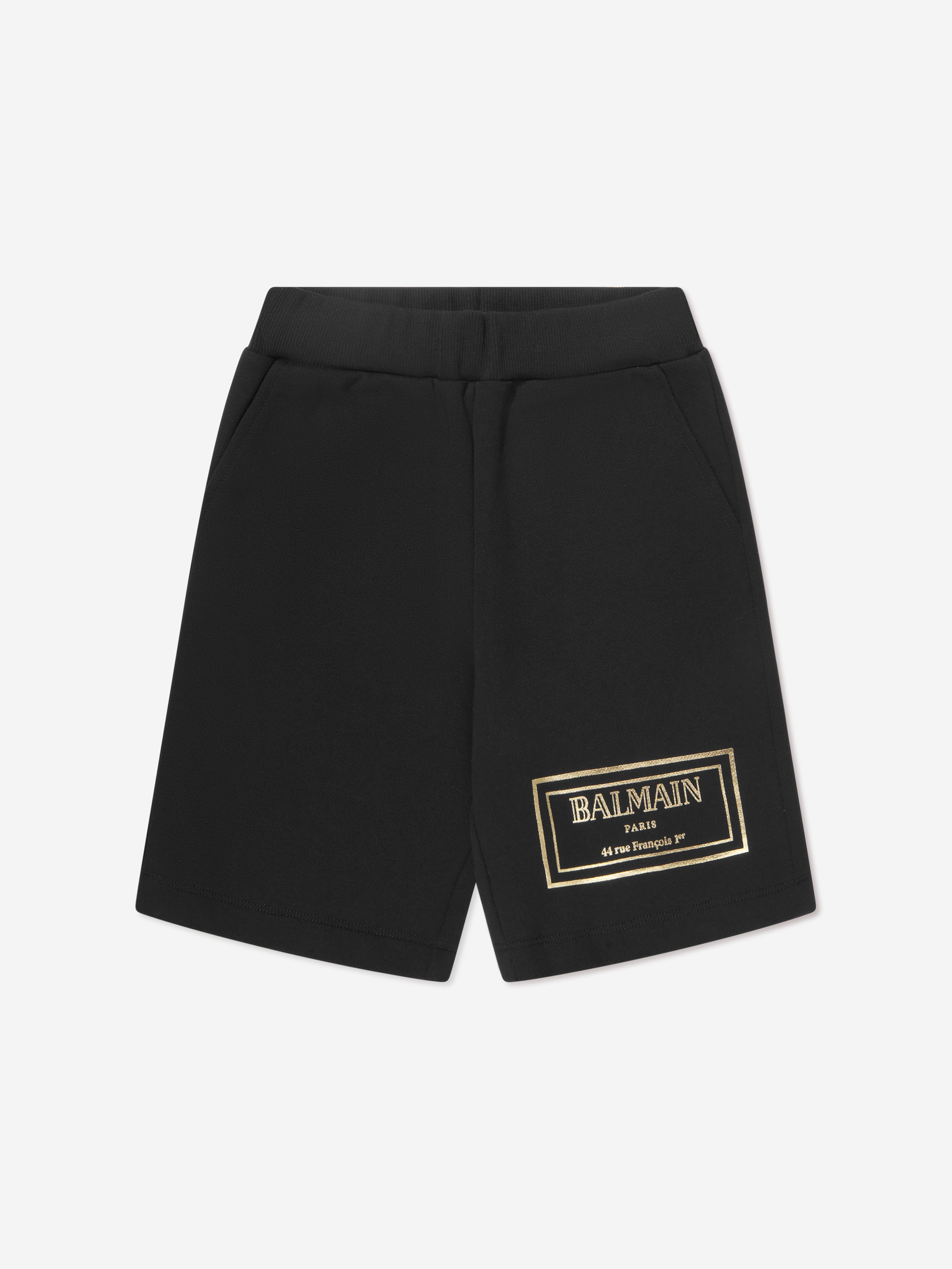 Balmain Kids logo-print jersey shorts - Black