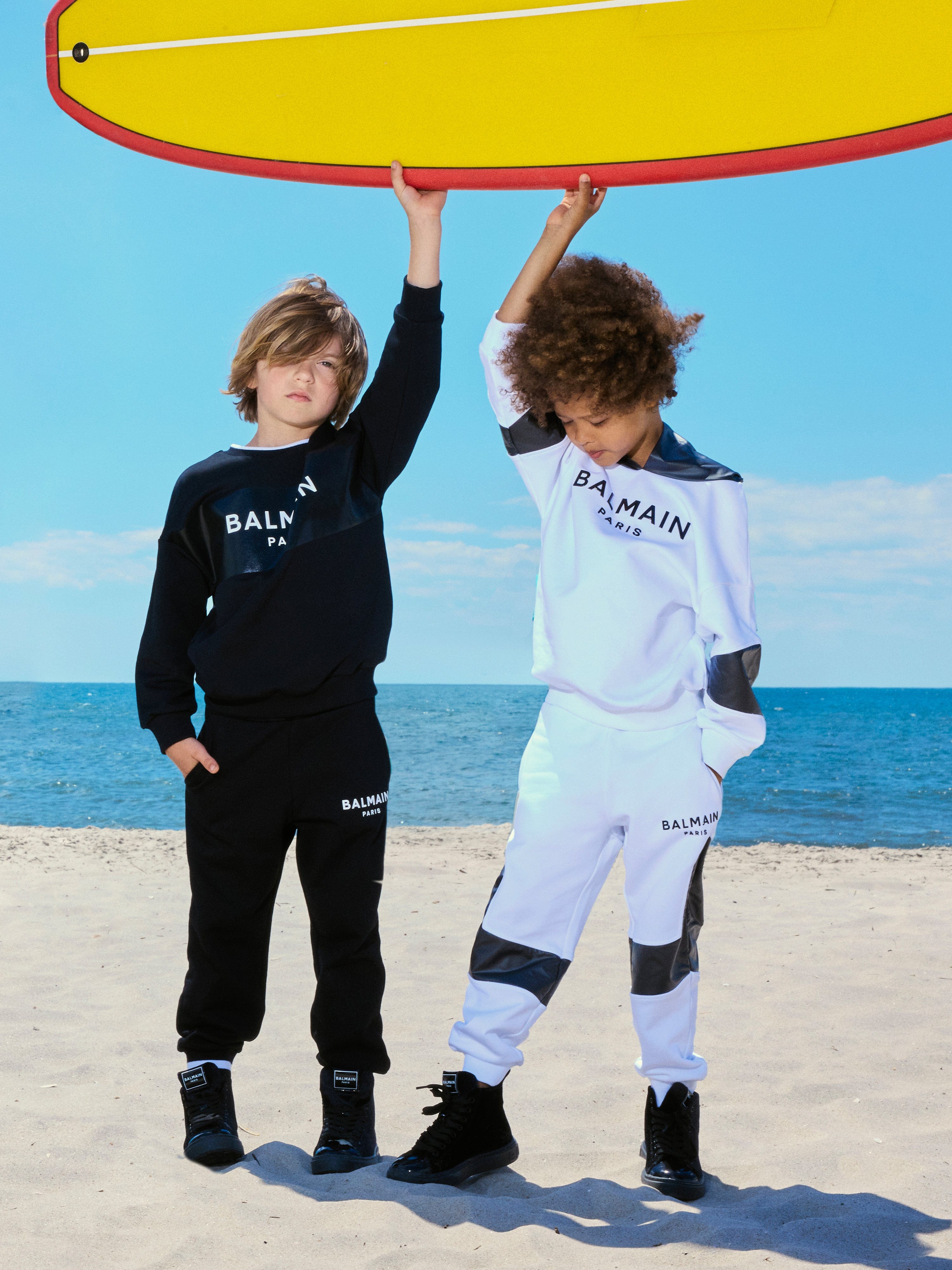 Balmain Boys Paris Logo Hoodie in White Childsplay Clothing