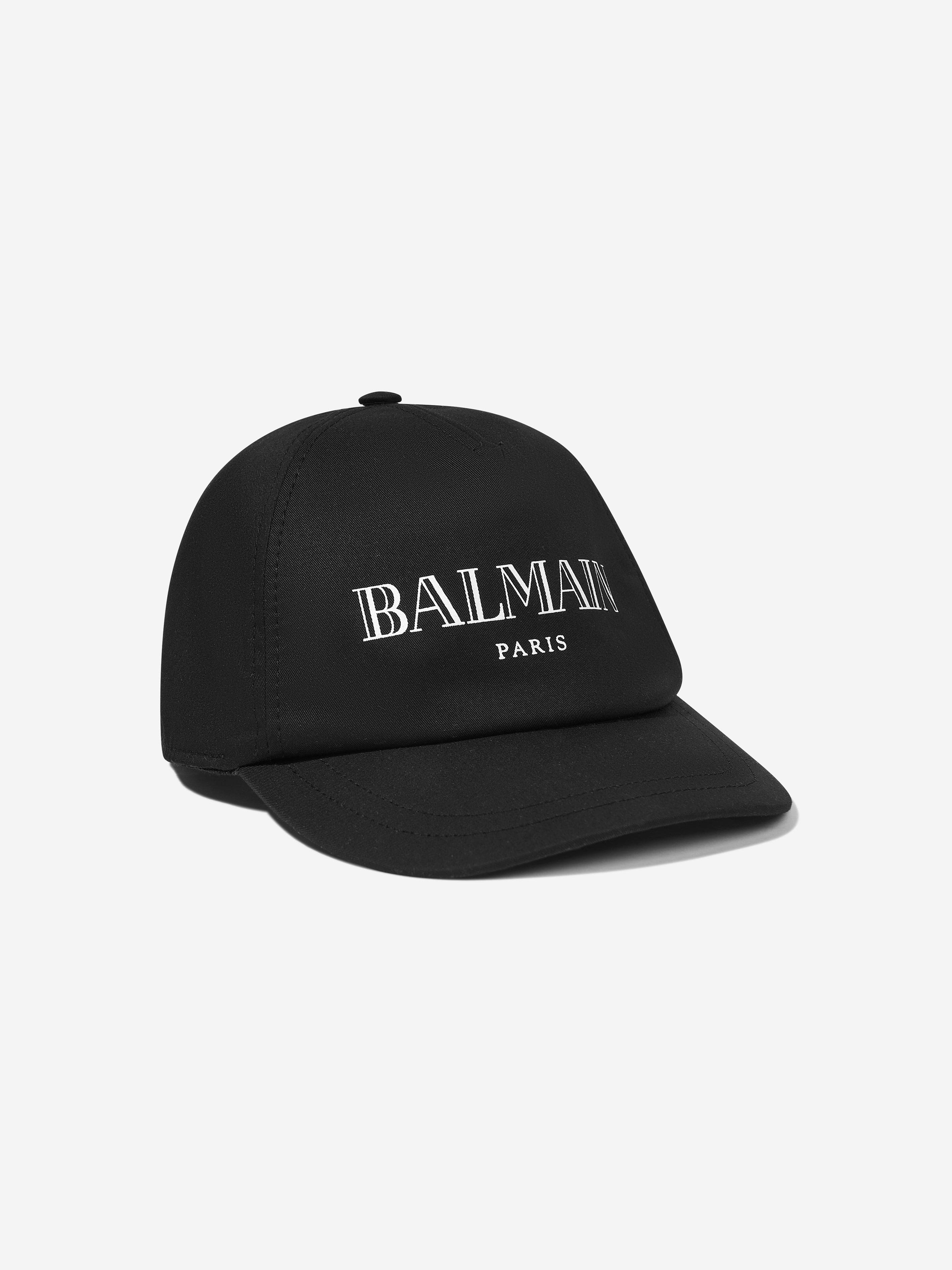 Balmain Kids Paris Logo Cap in Black