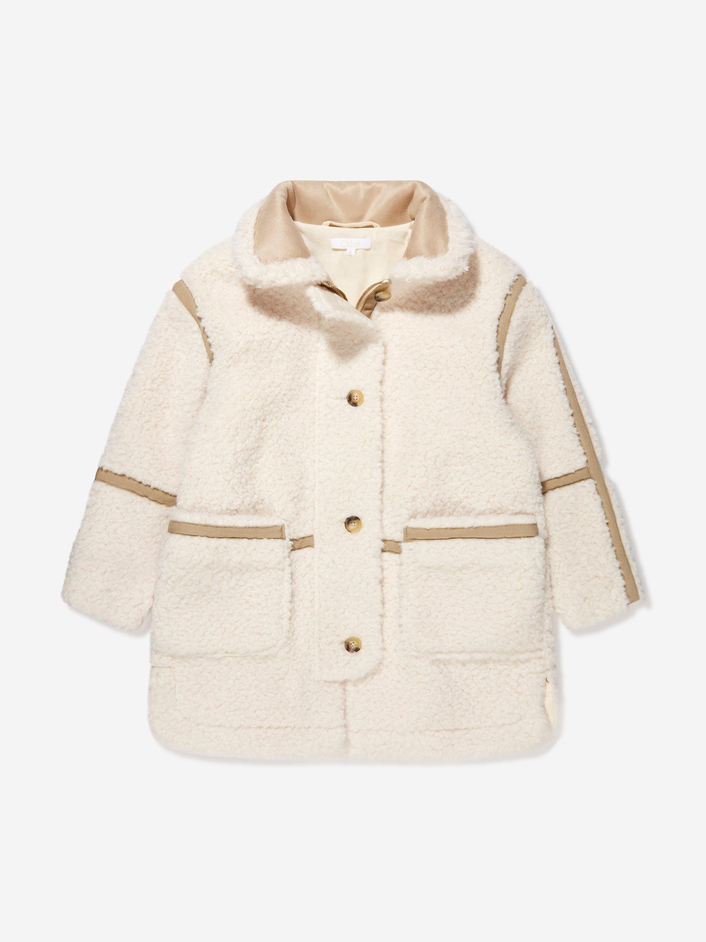 Girls Sherpa Coat in Ivory | Childsplay Clothing