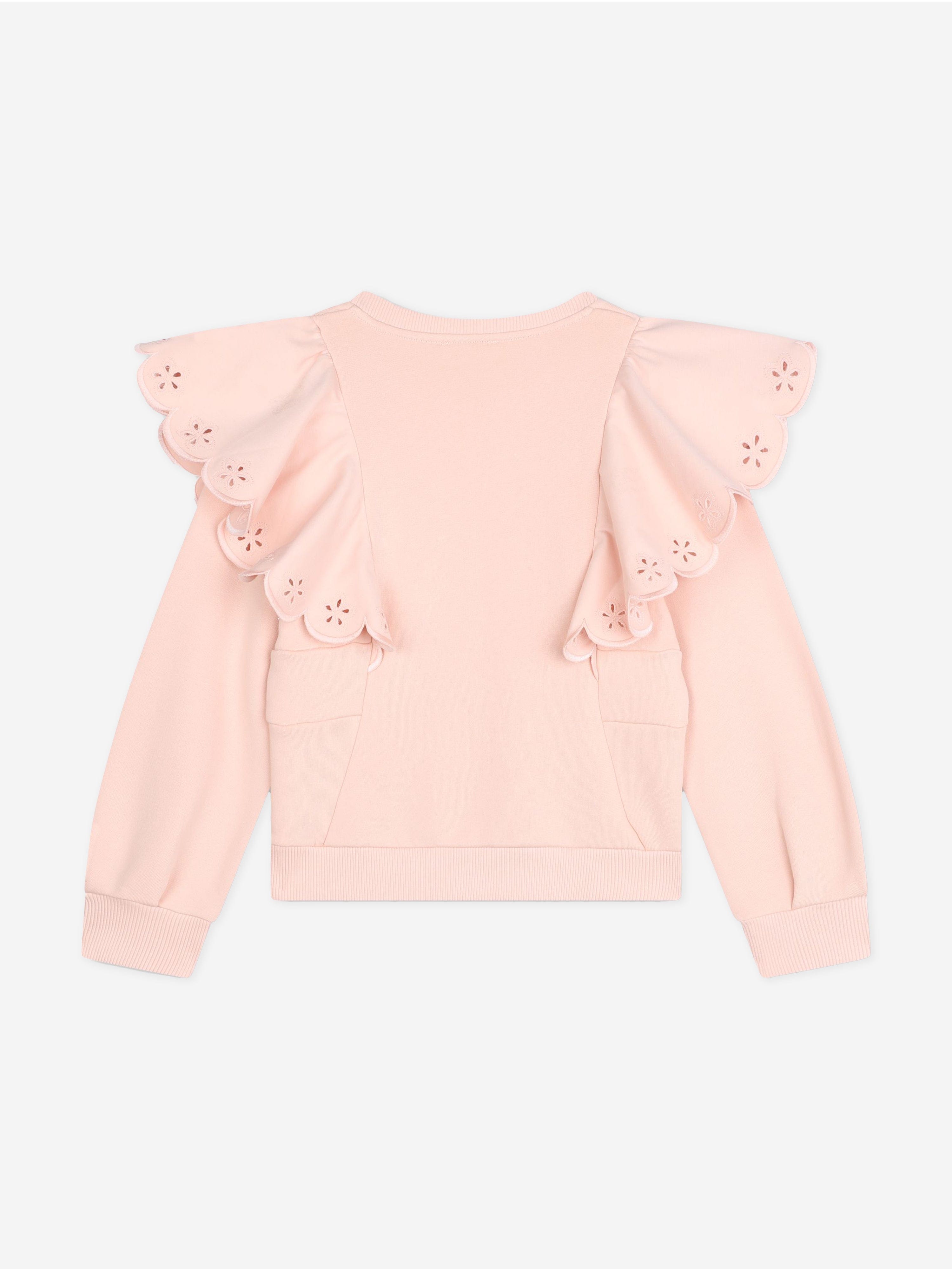 Chloe Girls Ruffle Sweatshirt in Pink