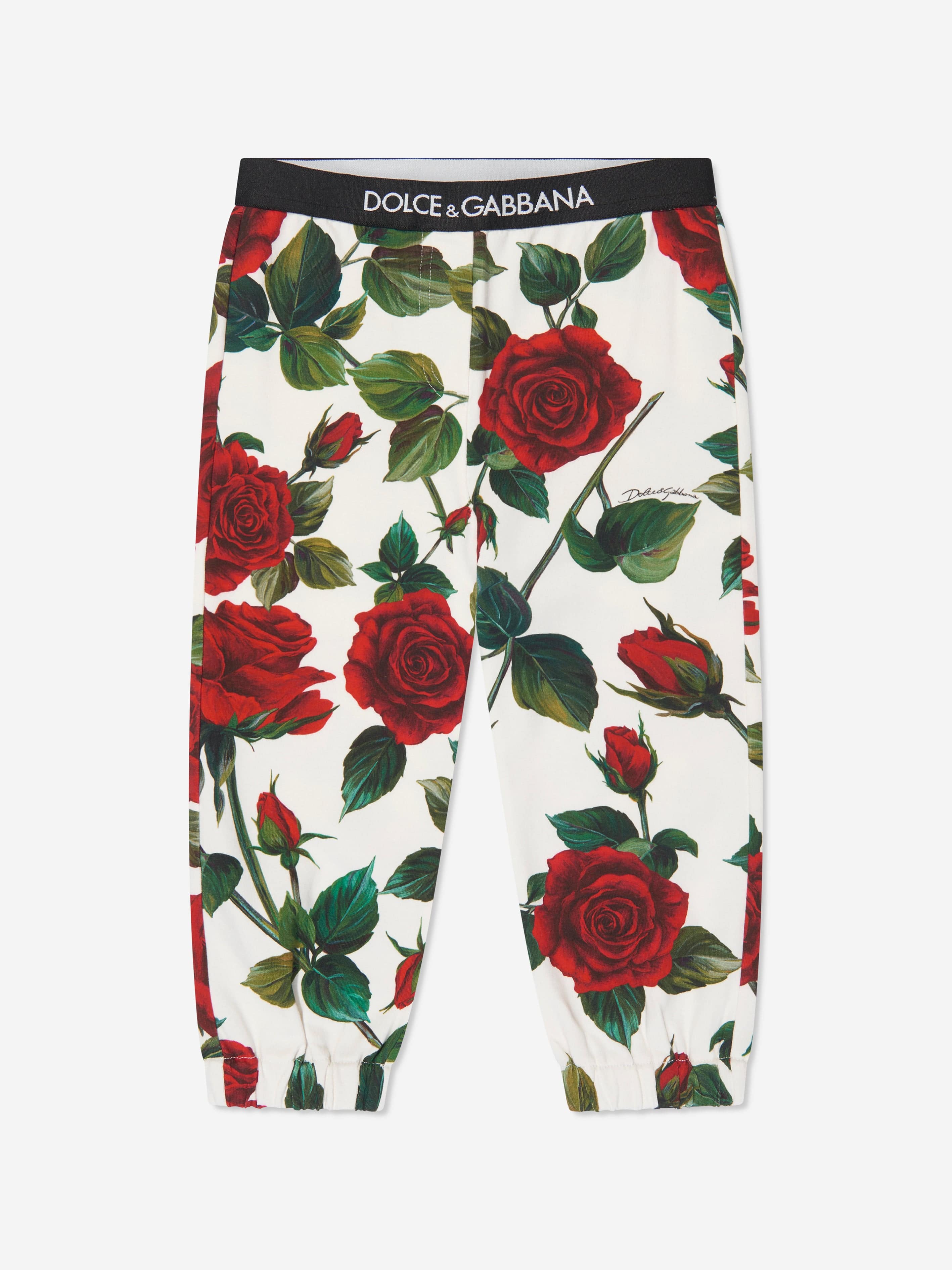 Dolce & Gabbana - Girls Blue Cotton Rose Leggings