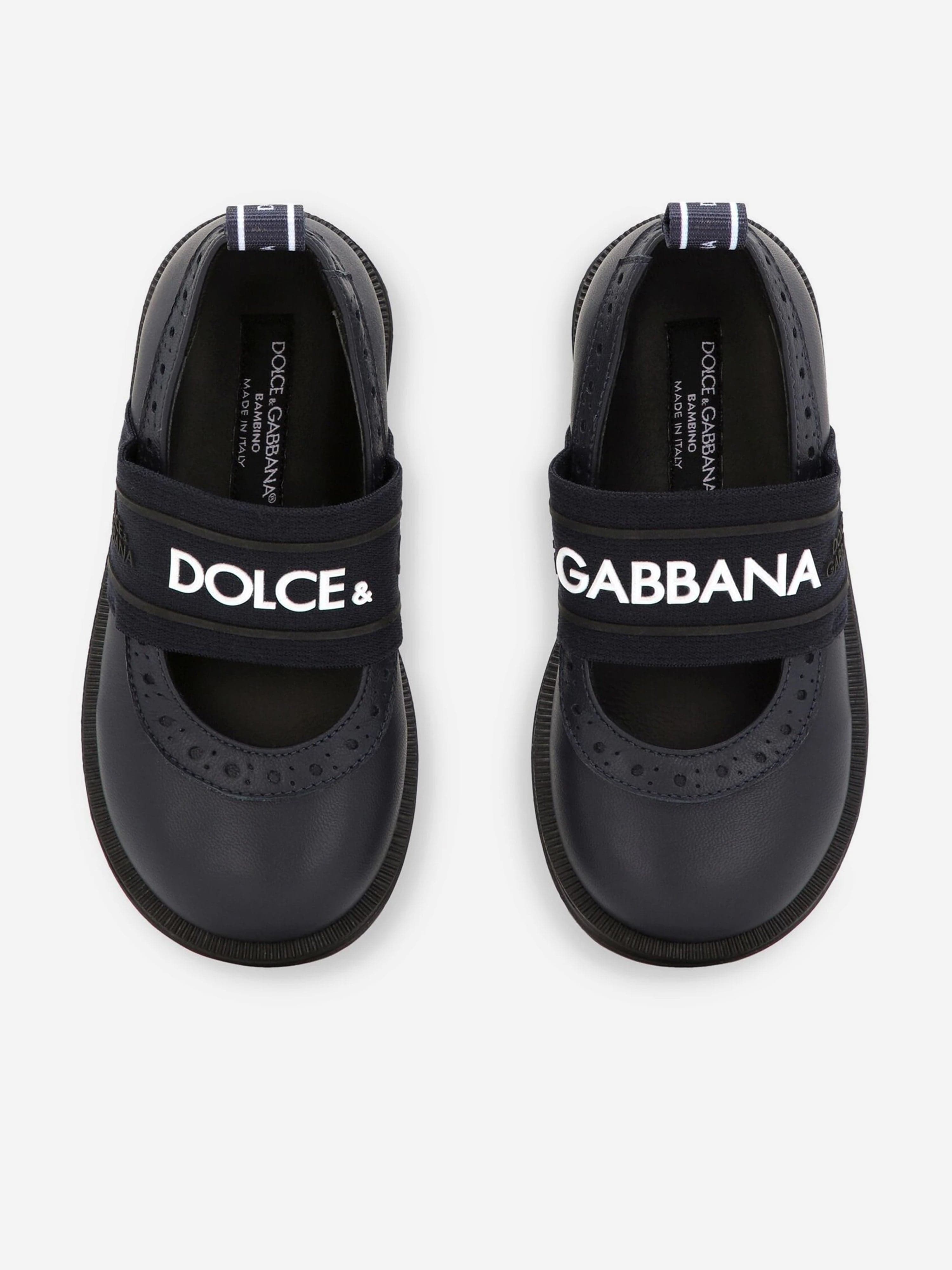 Dolce Gabbana Girls Leather Brogue Mary Jane Shoes in Blue