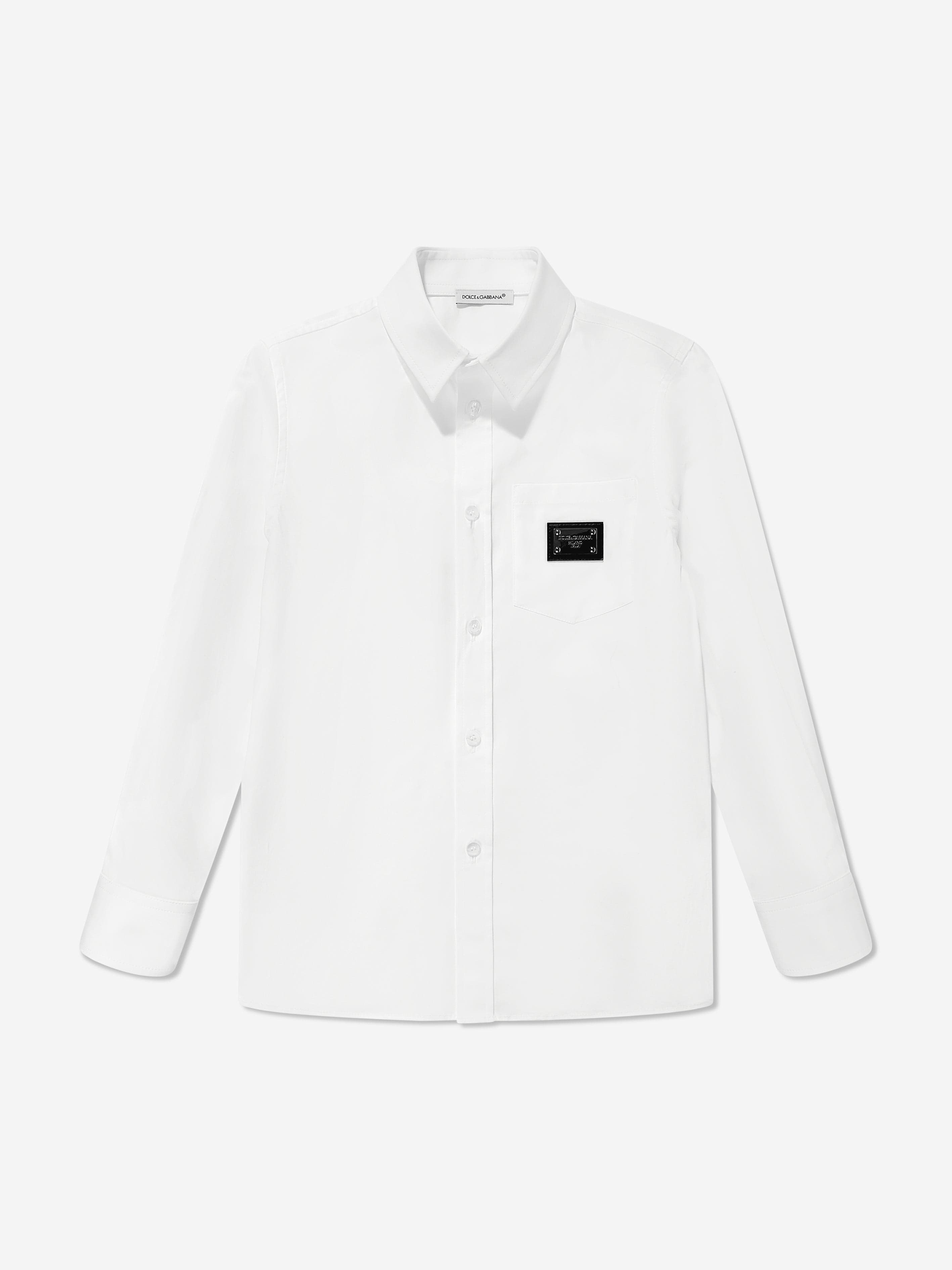 Dolce & Gabbana Boys Long Sleeve Logo Shirt in White