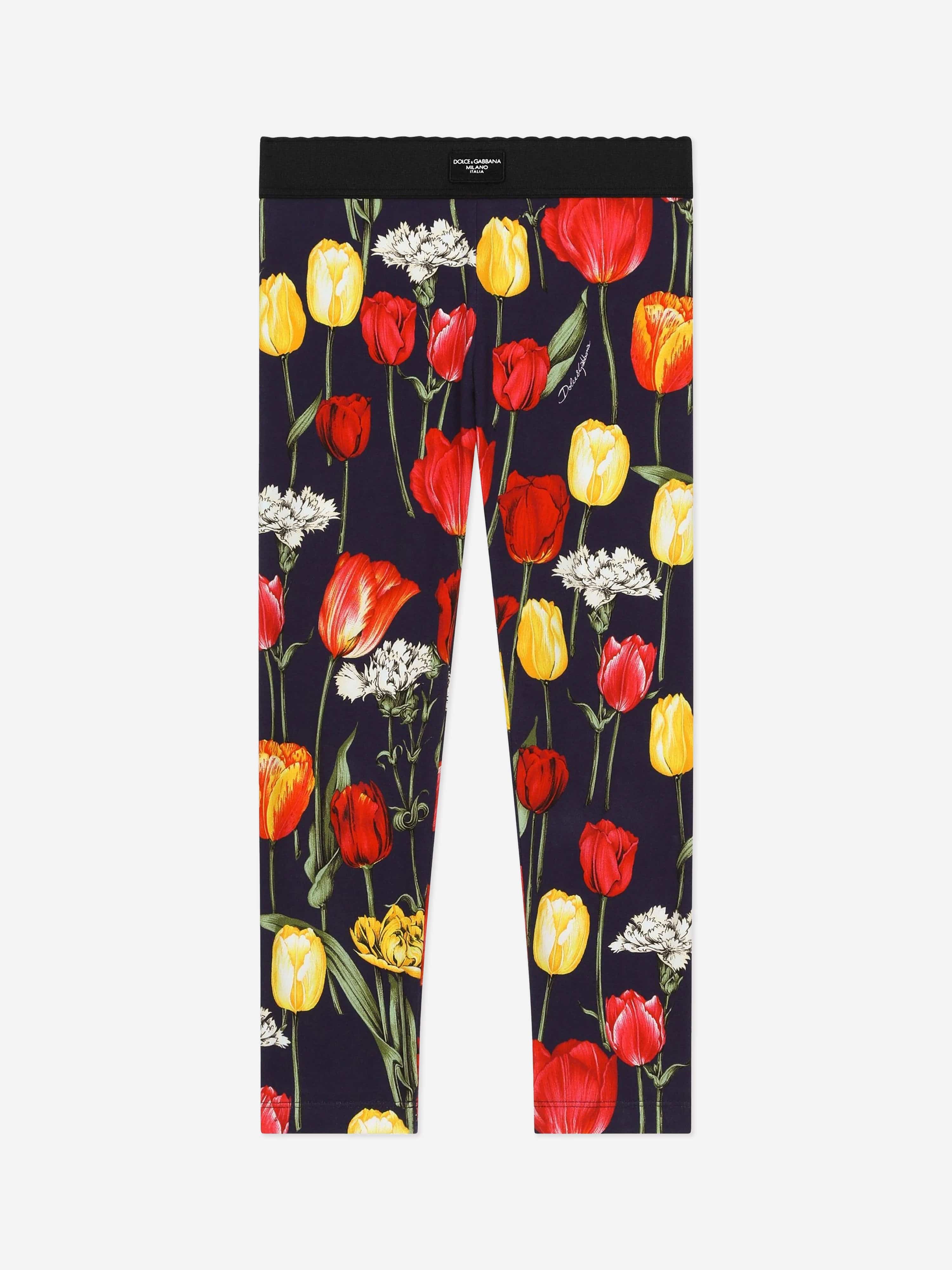 Dolce & Gabbana Girls Tulip Print Leggings in Multicolour