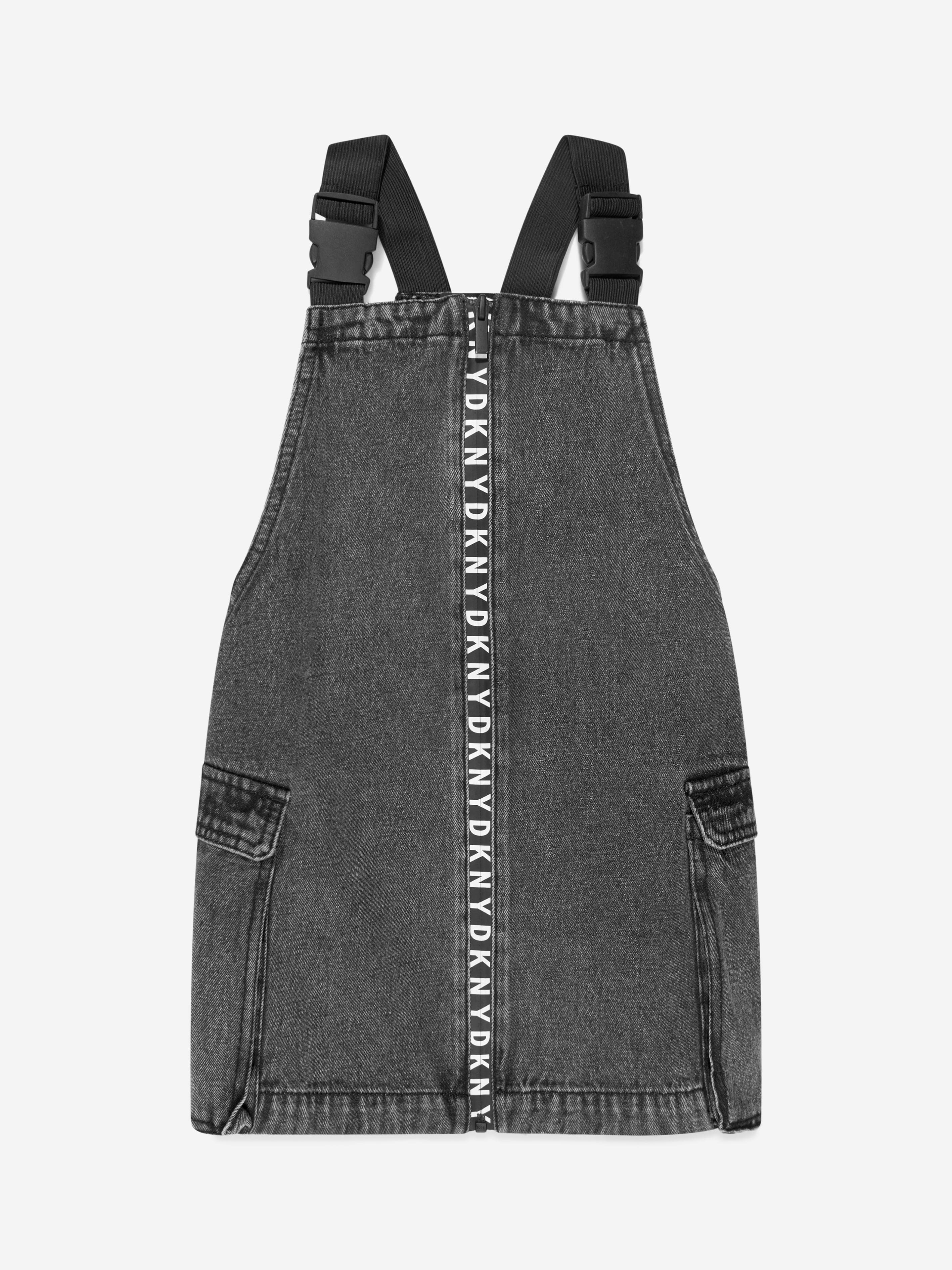 Girls black hot sale dungaree dress