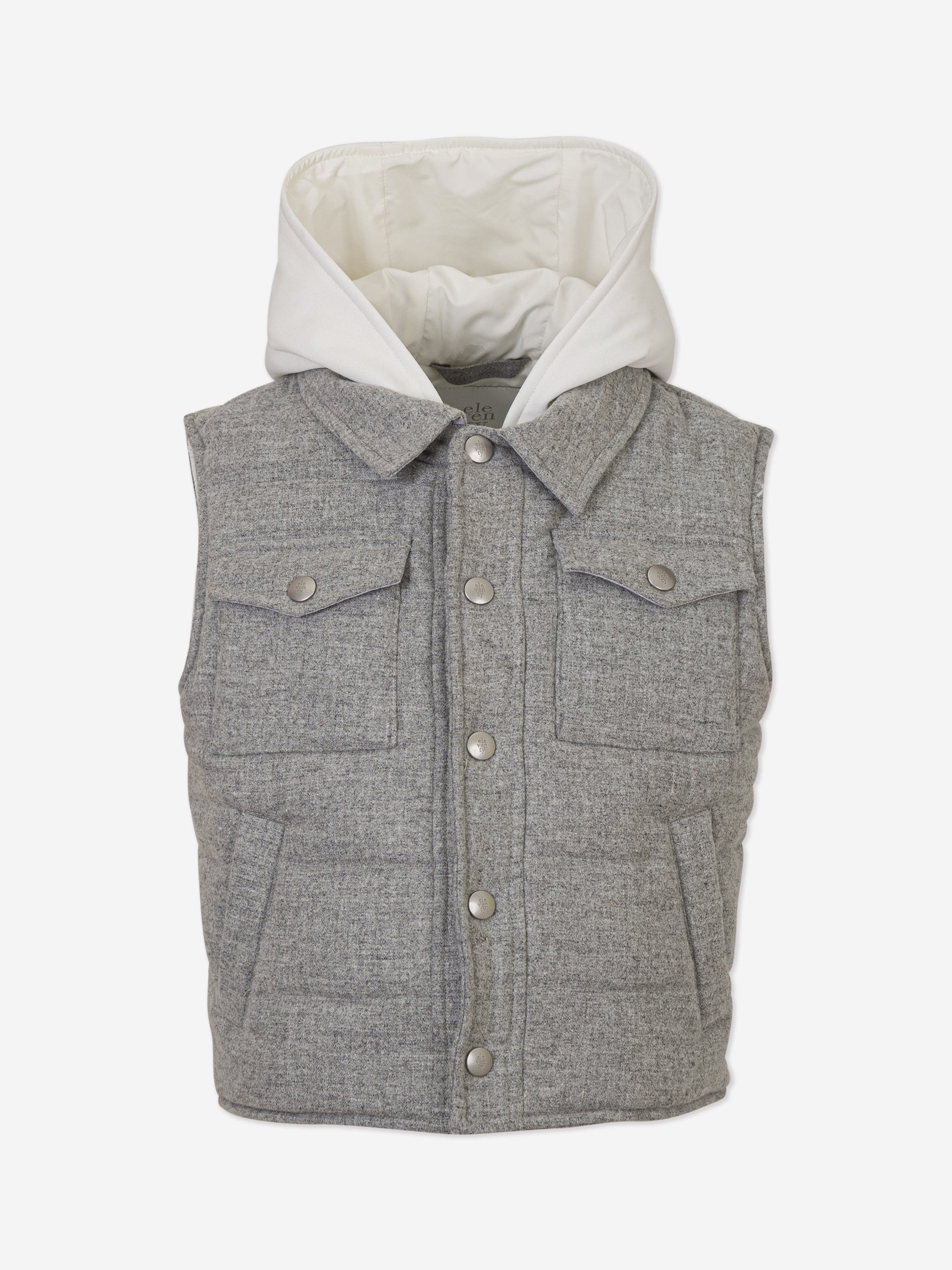 Eleventy Boys Hooded Gilet in Grey