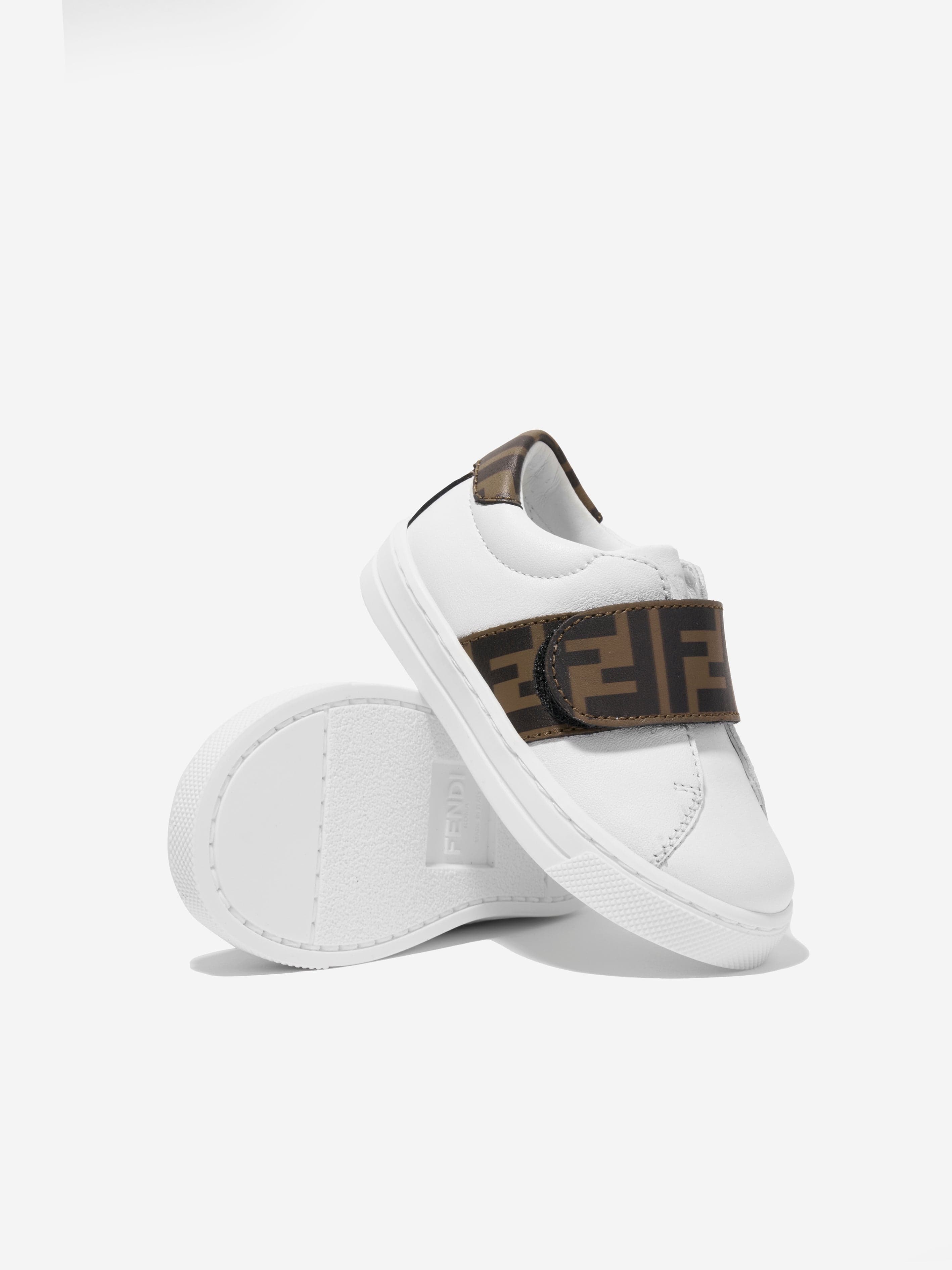 Kids Leather FF Logo Trainers in White