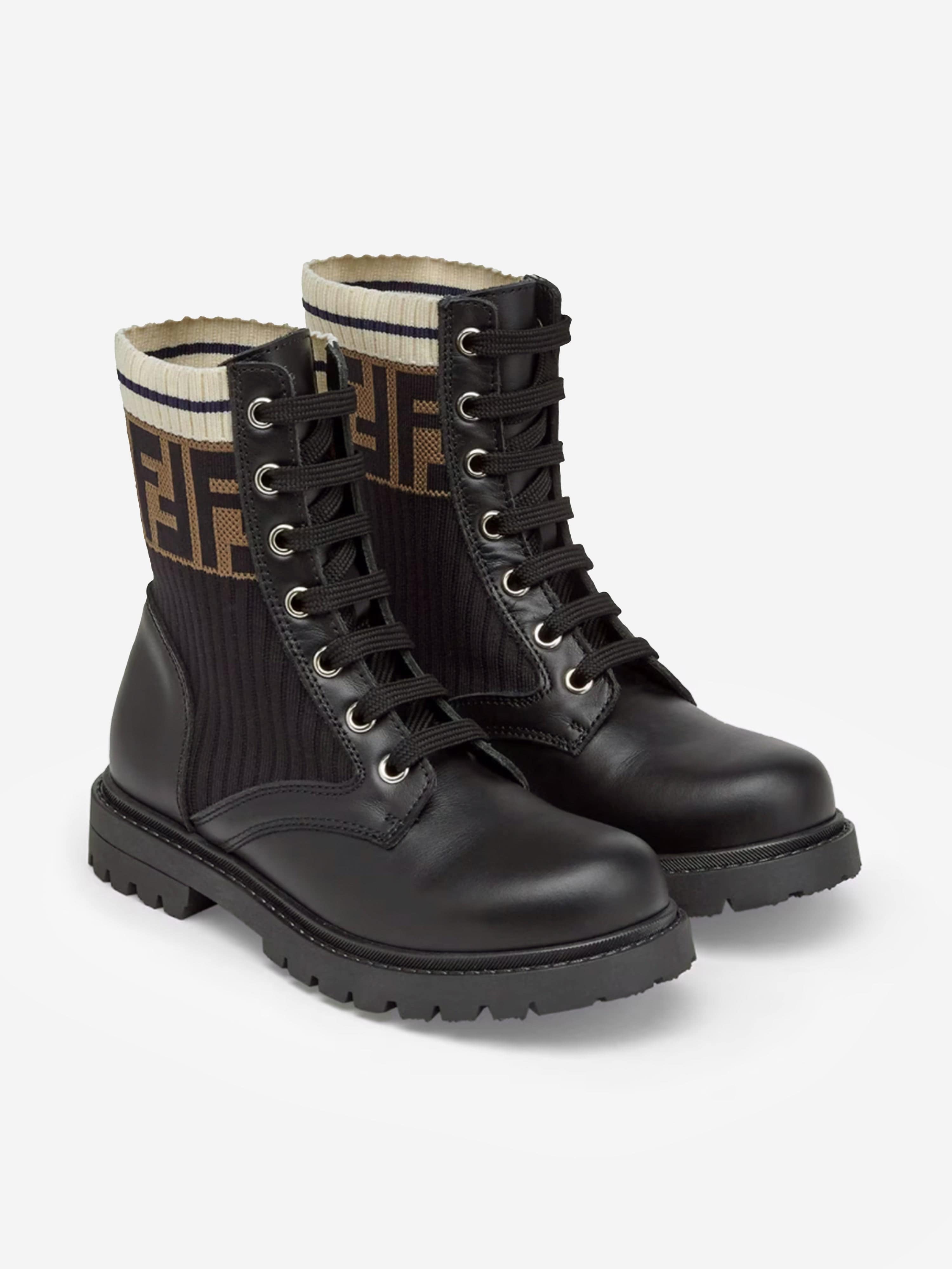 Fendi leather shop combat boots