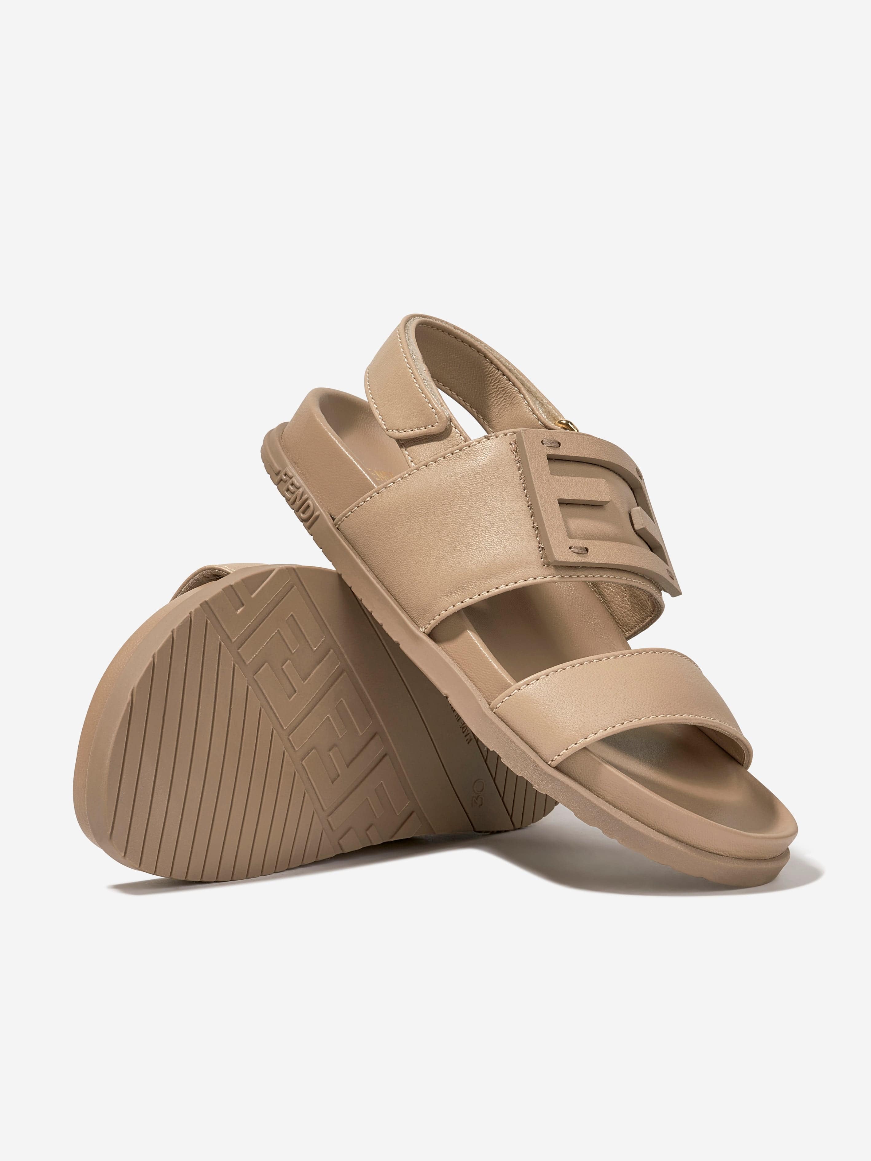 Kids FF Logo Sandals in Beige Childsplay Clothing