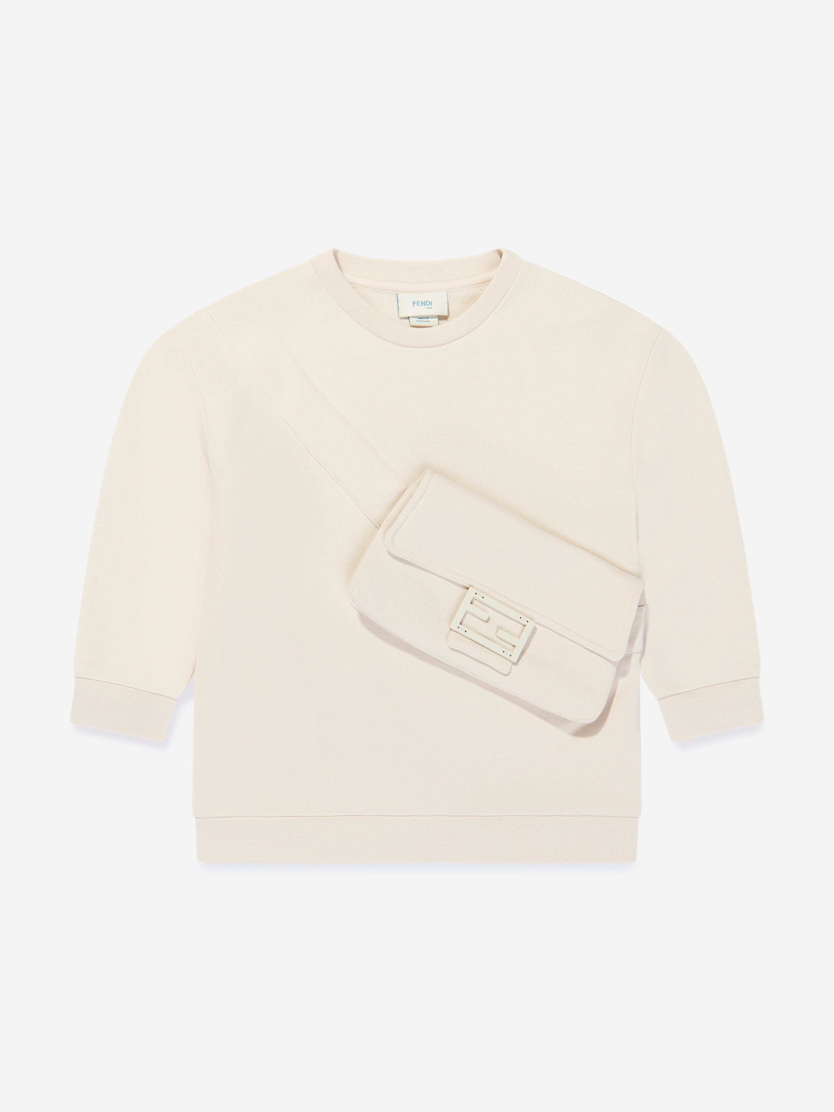 Fendi Kids Baguette Bag Sweatshirt in Beige