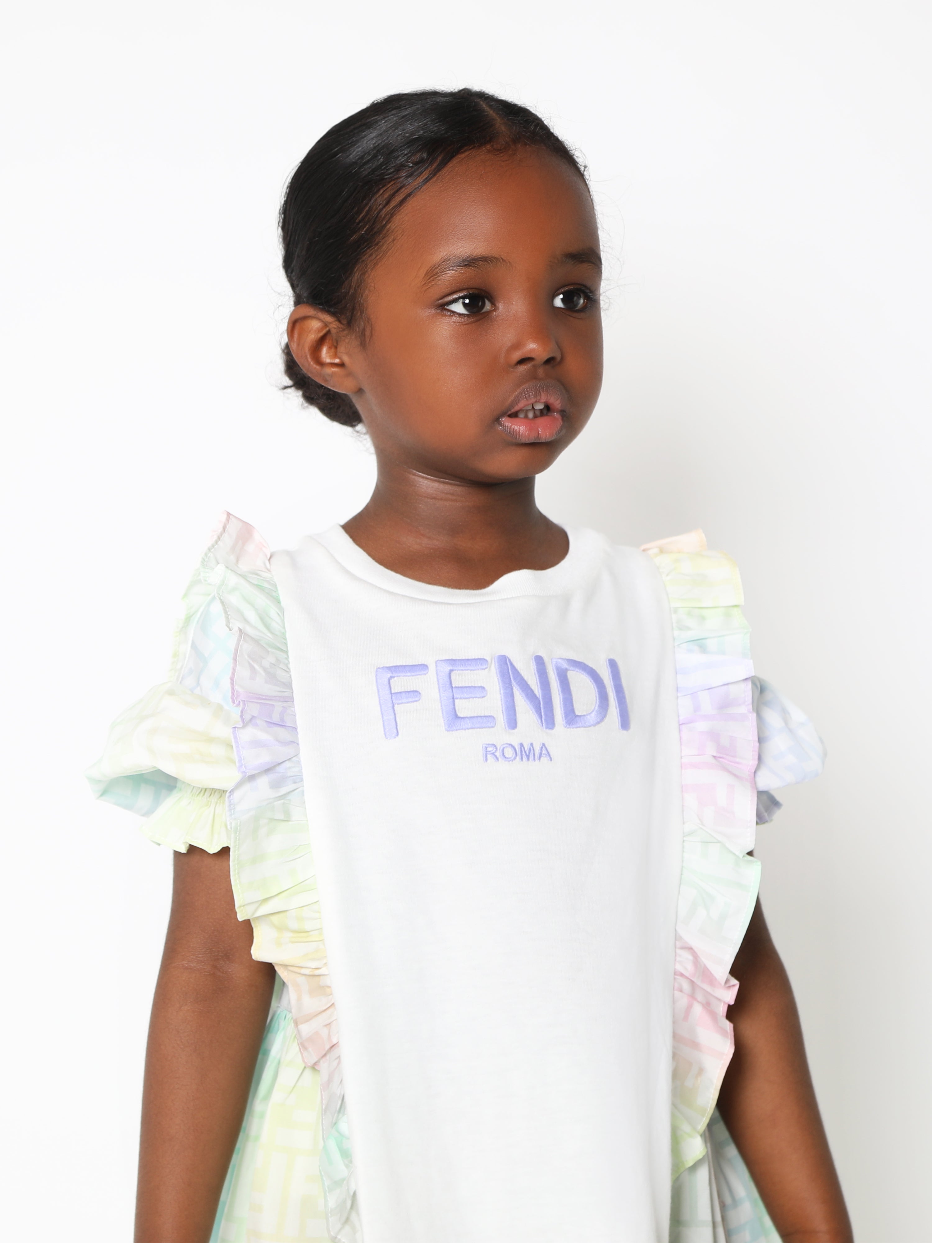 Fendi Kids - Girls FF Logo Metaverse Dress in White