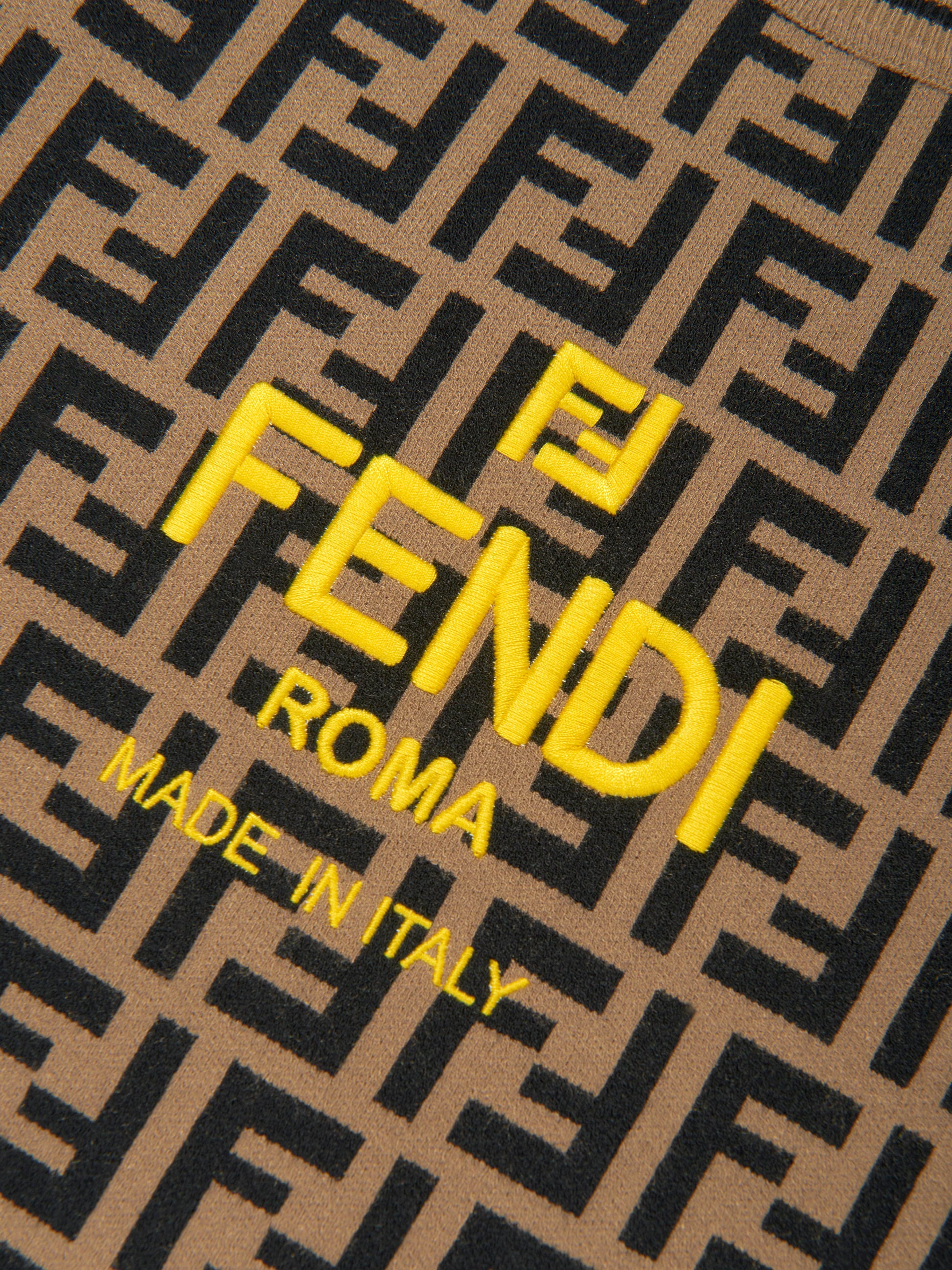 Fendi Kids FF Logo Knitted Jumper in Brown Childsplay Clothing