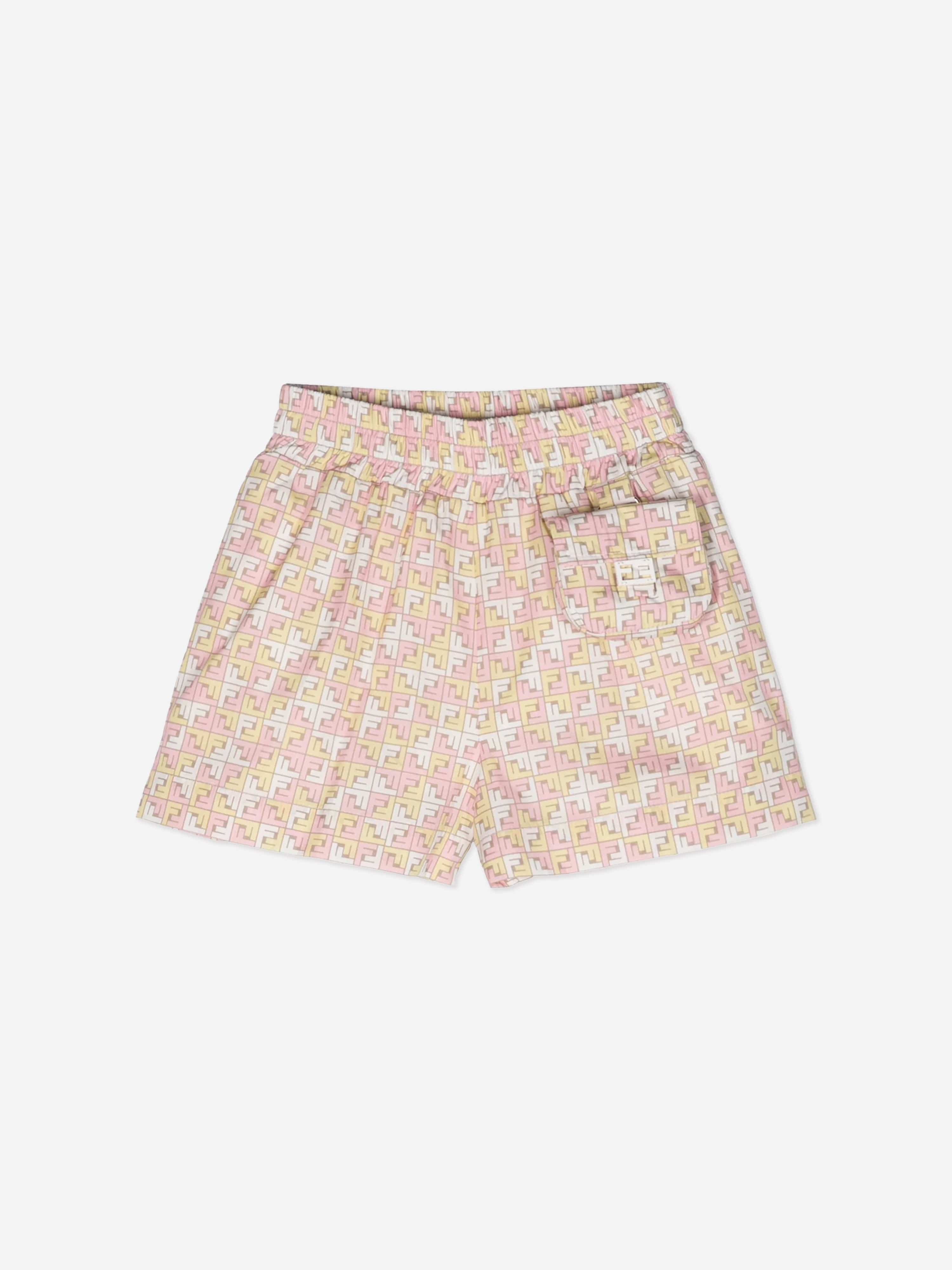 Fendi Girls Micro Logo Shorts in Beige