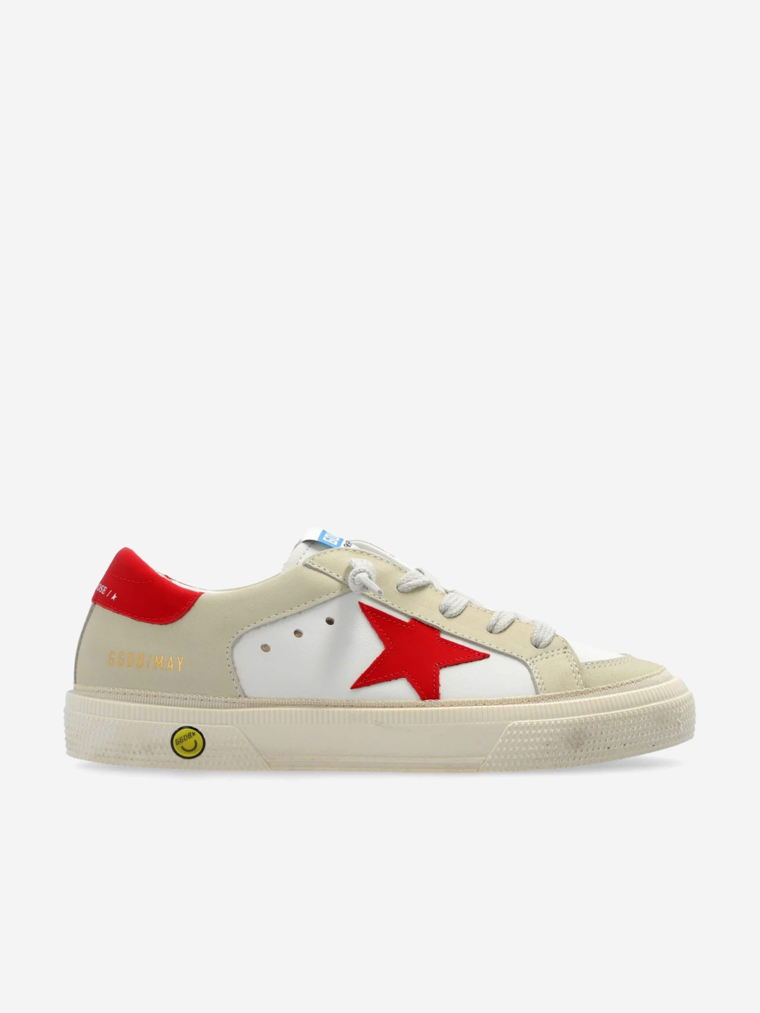 Golden Goose Girls Leather Star May Trainers in White