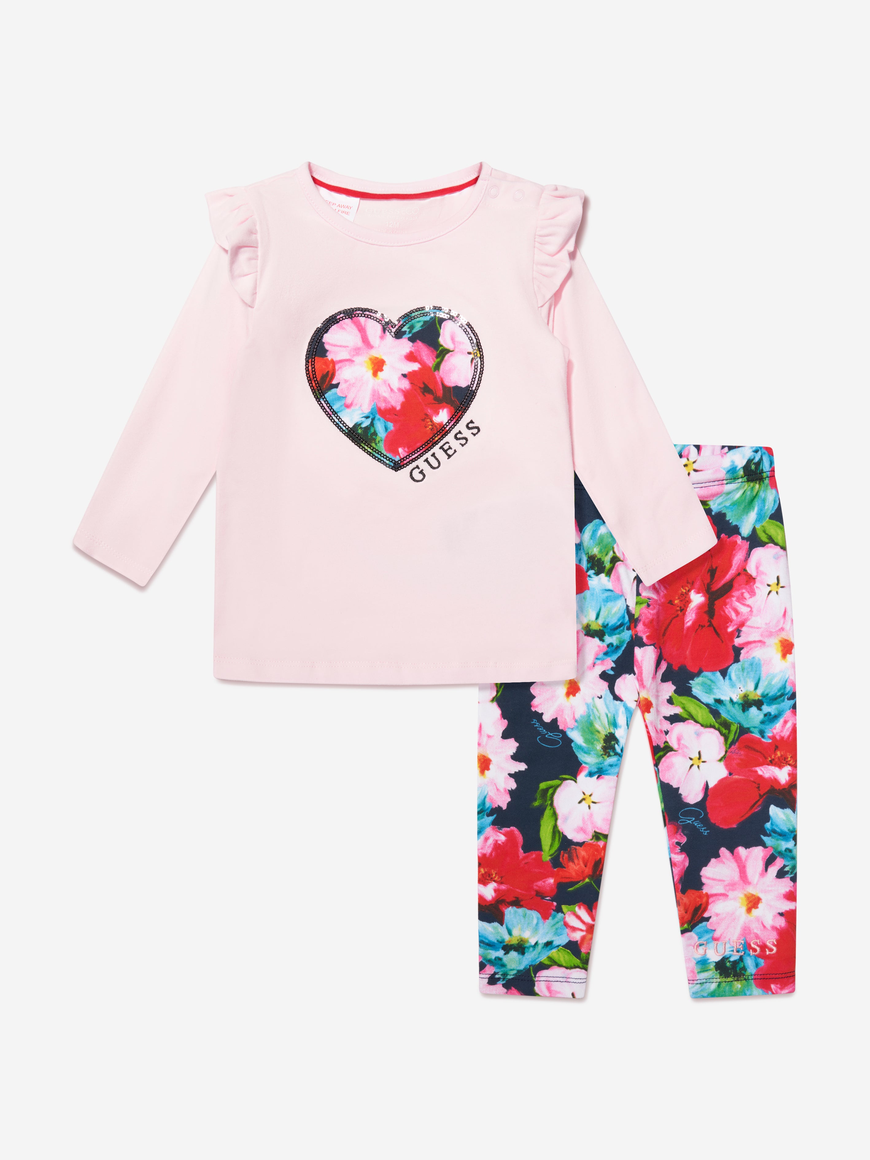 GUESS Baby Girl's Vest, Long Sleeve Top and Leggings Set