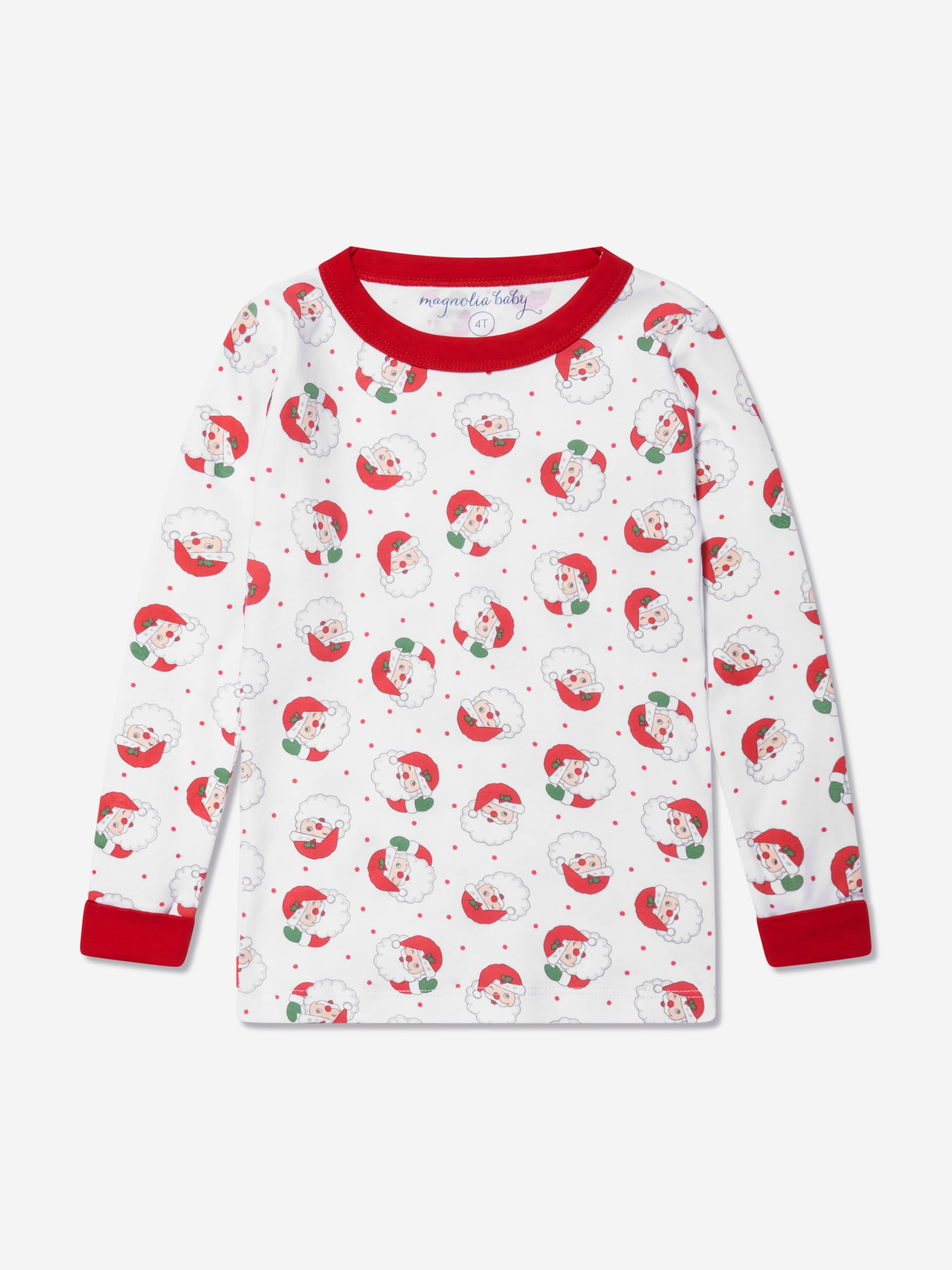 Kids Winking Santa Long Pyjamas in Red