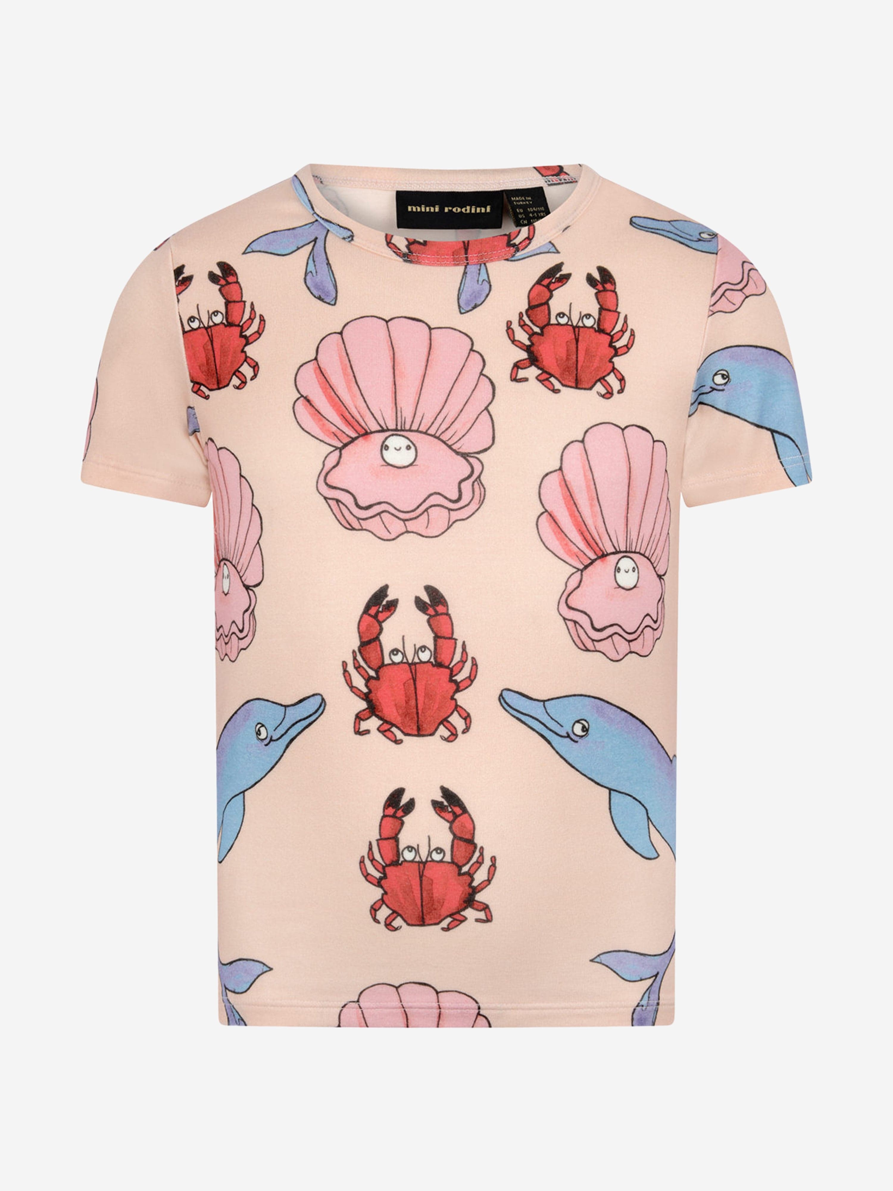 Mini Rodini Girls Cotton Dolphin Print t-hirt | Childsplay Clothing