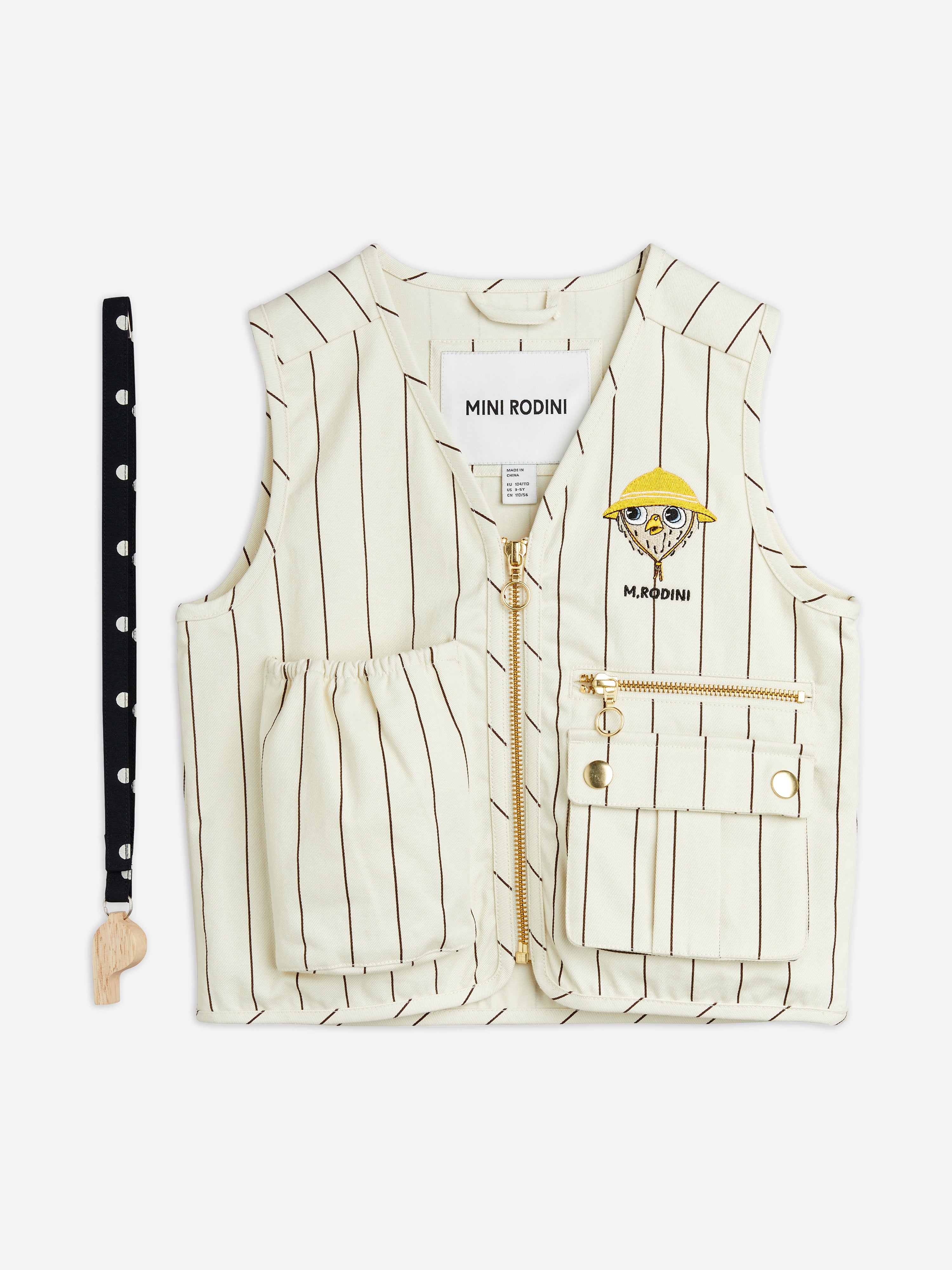 Kids Owl Embroidered Utility Vest in Ivory