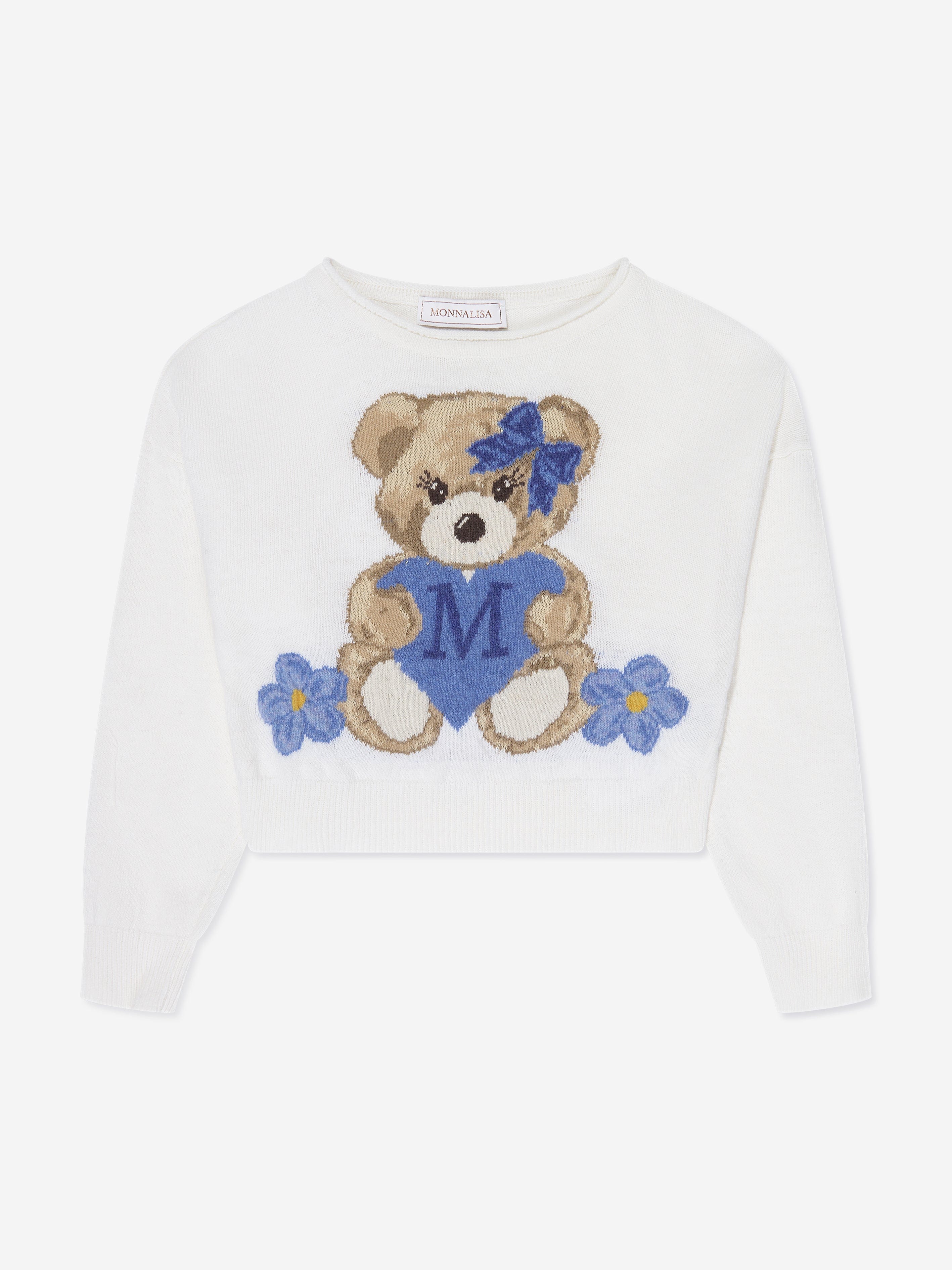 Girls Teddy Bear Knitted Jumper In Ivory Childsplay Clothing