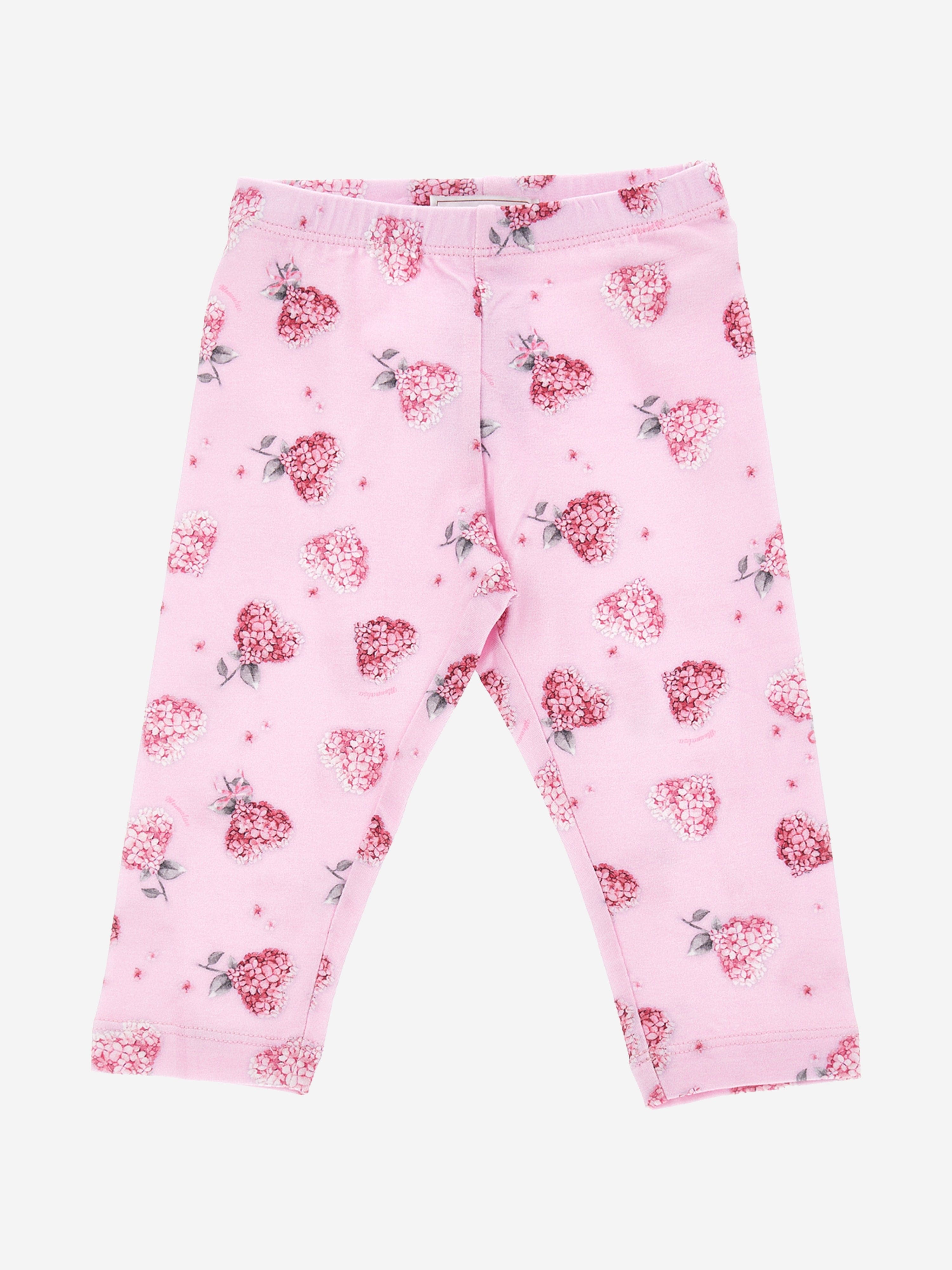 Monnalisa Baby Girls Floral Heart Leggings in Pink Childsplay Clothing