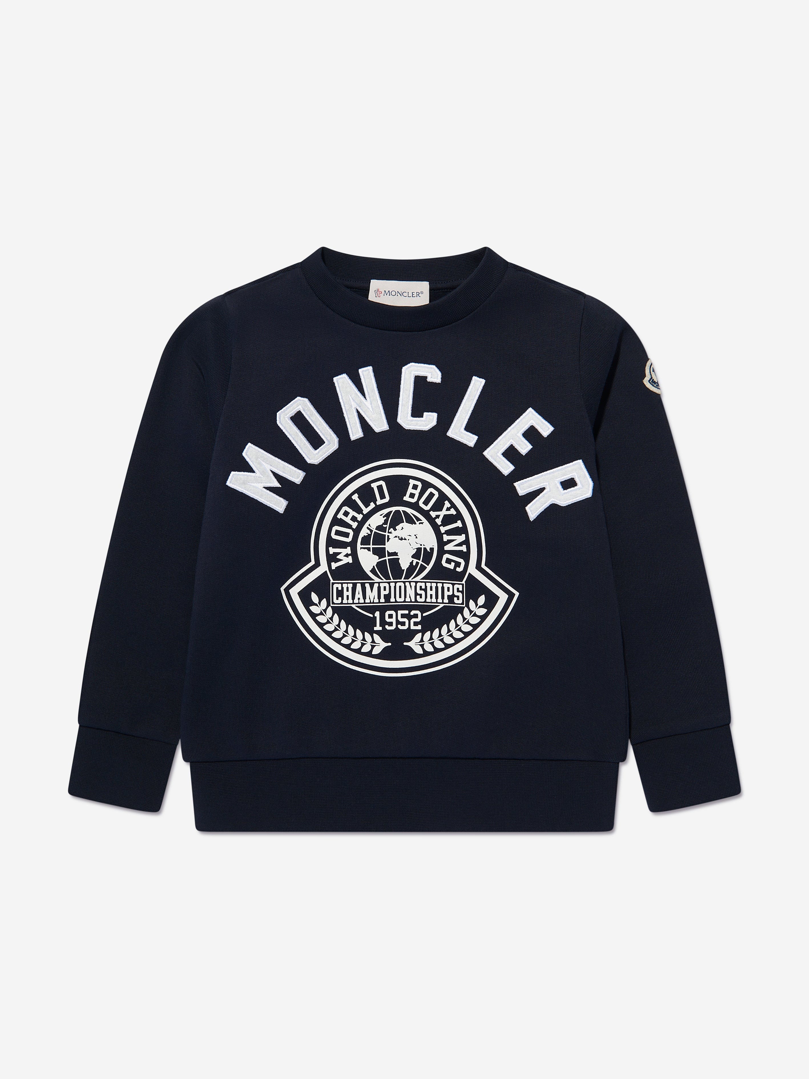 Moncler Enfant Boys Logo Print Sweatshirt in Navy | Childsplay