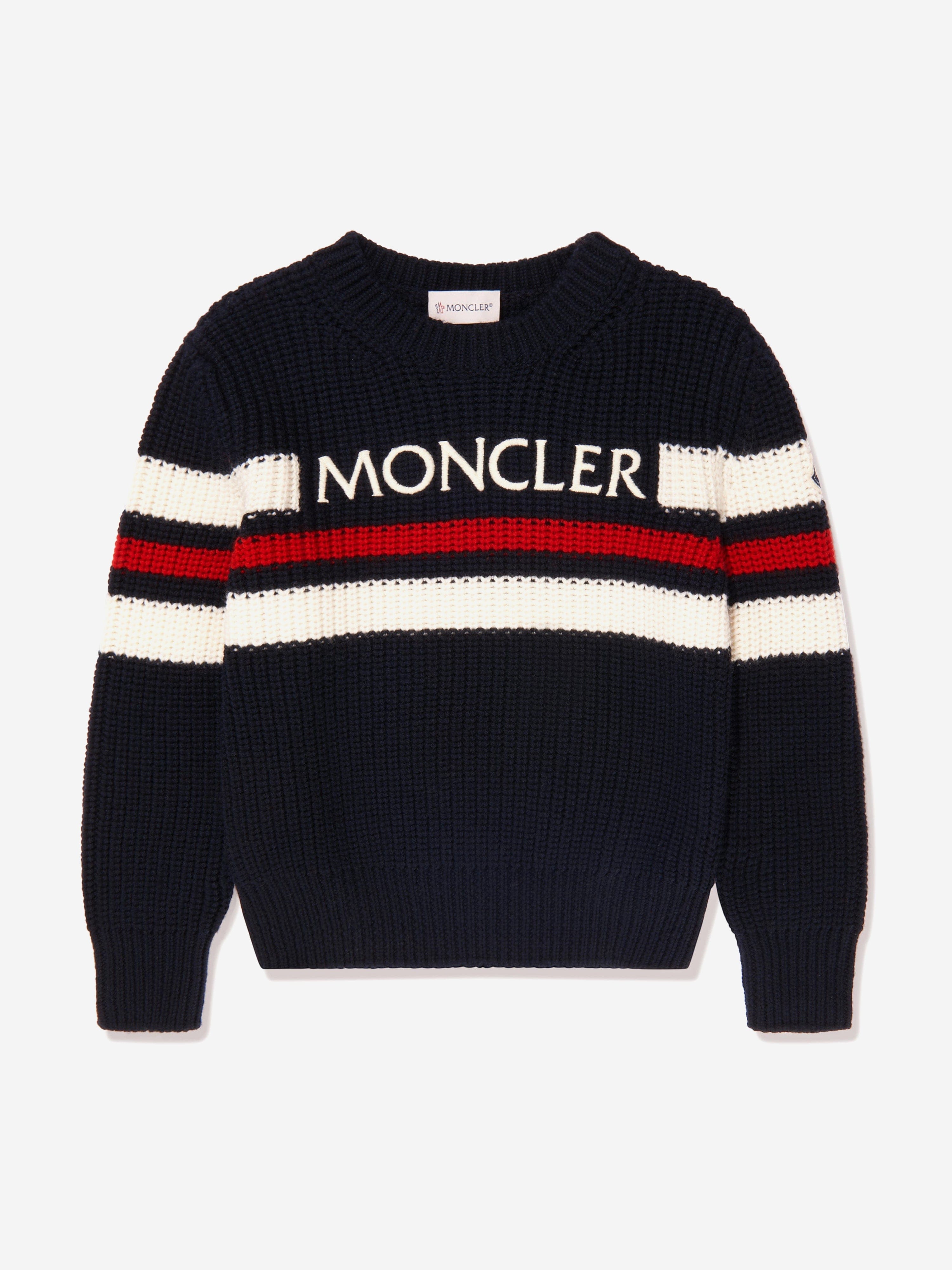 Moncler Enfant Boys Wool Knit Jumper in Navy