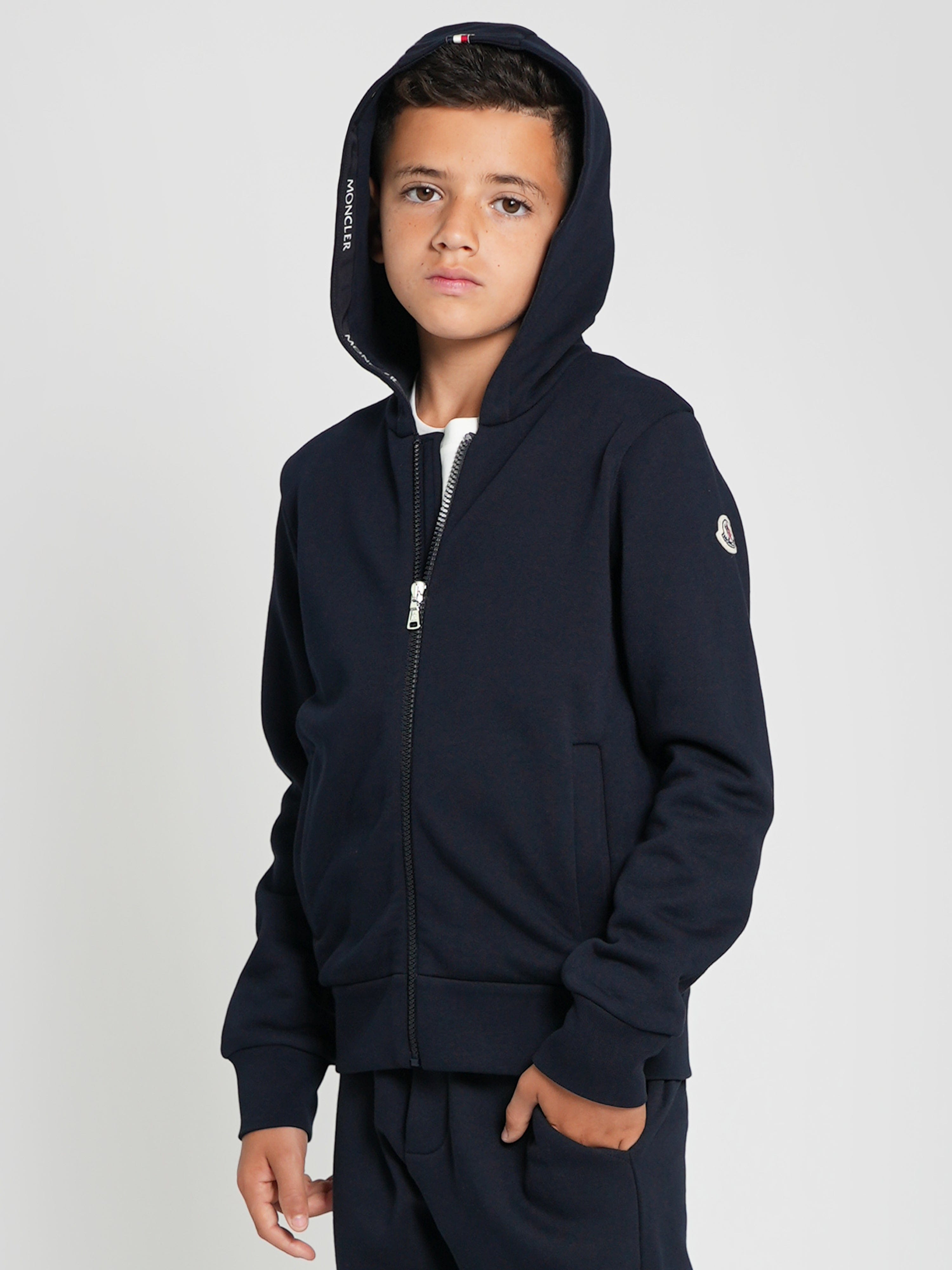 Moncler Enfant Boys Zip Up Top in Navy