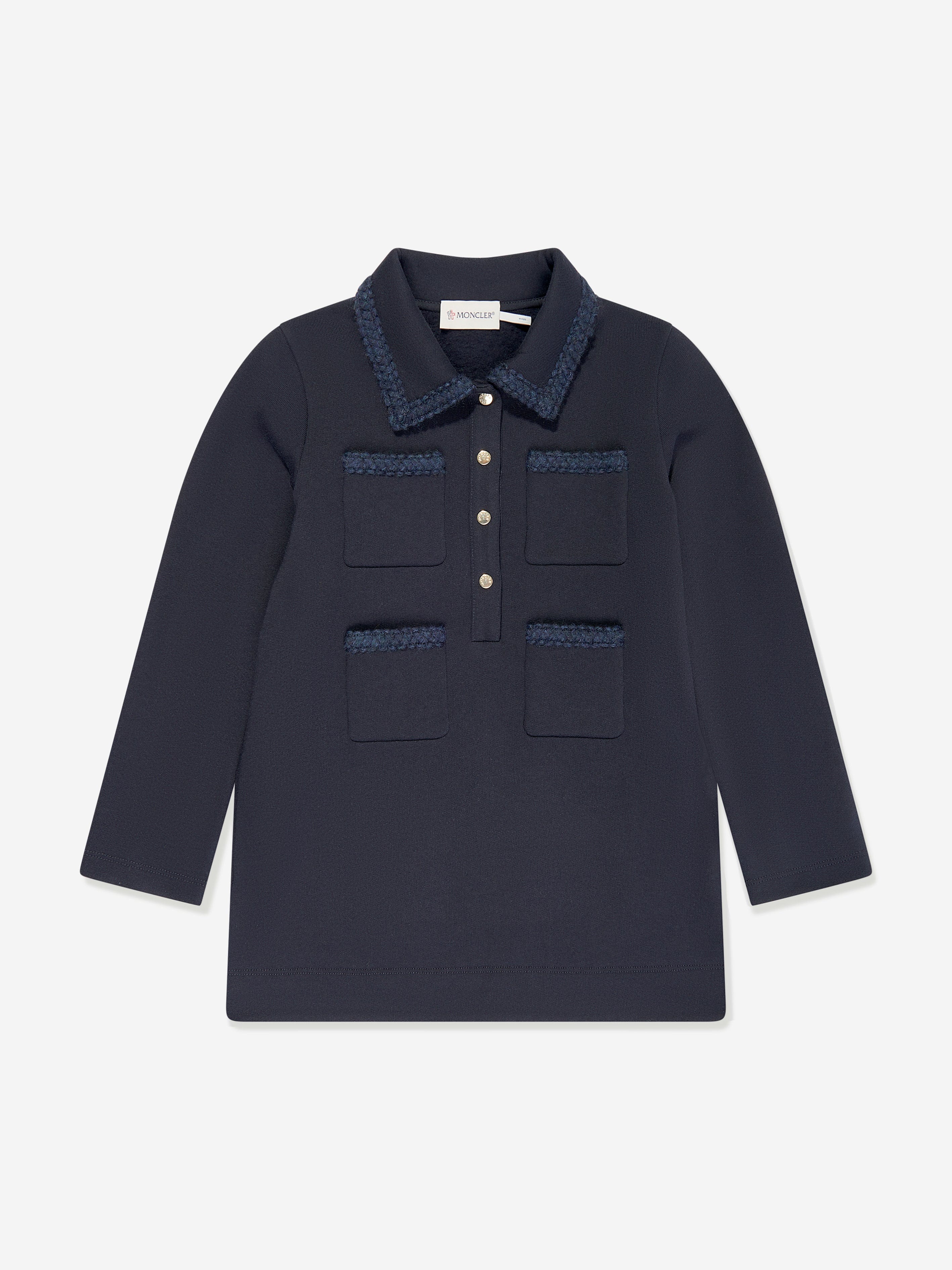 Moncler Enfant Girls Pocket Polo Dress in Navy