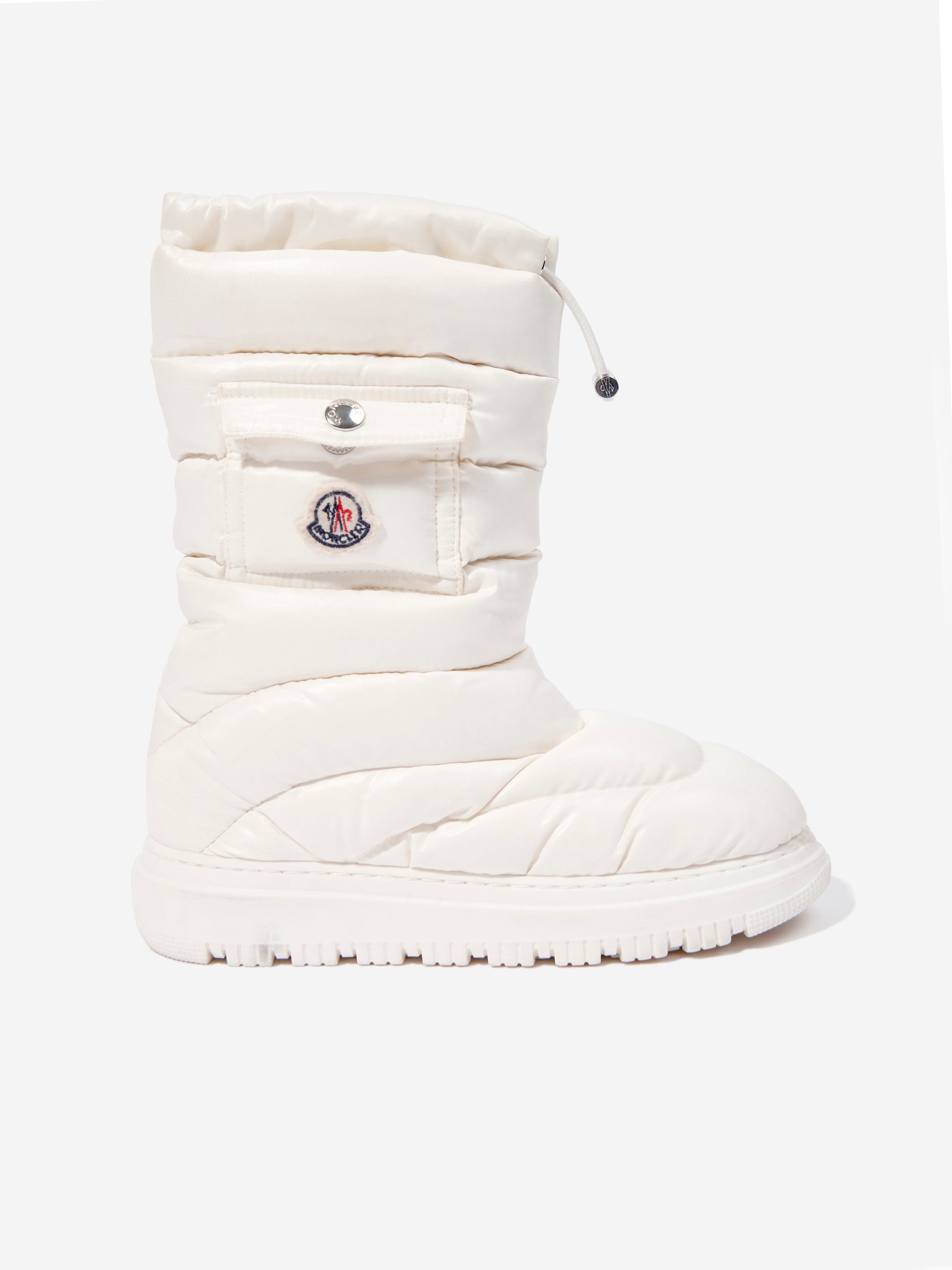 Moncler Enfant Kids Down Padded Petit Gaia Pocket Snow Boots in Ivory