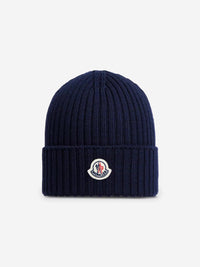 Moncler Enfant Boys Logo Beanie Hat in Navy