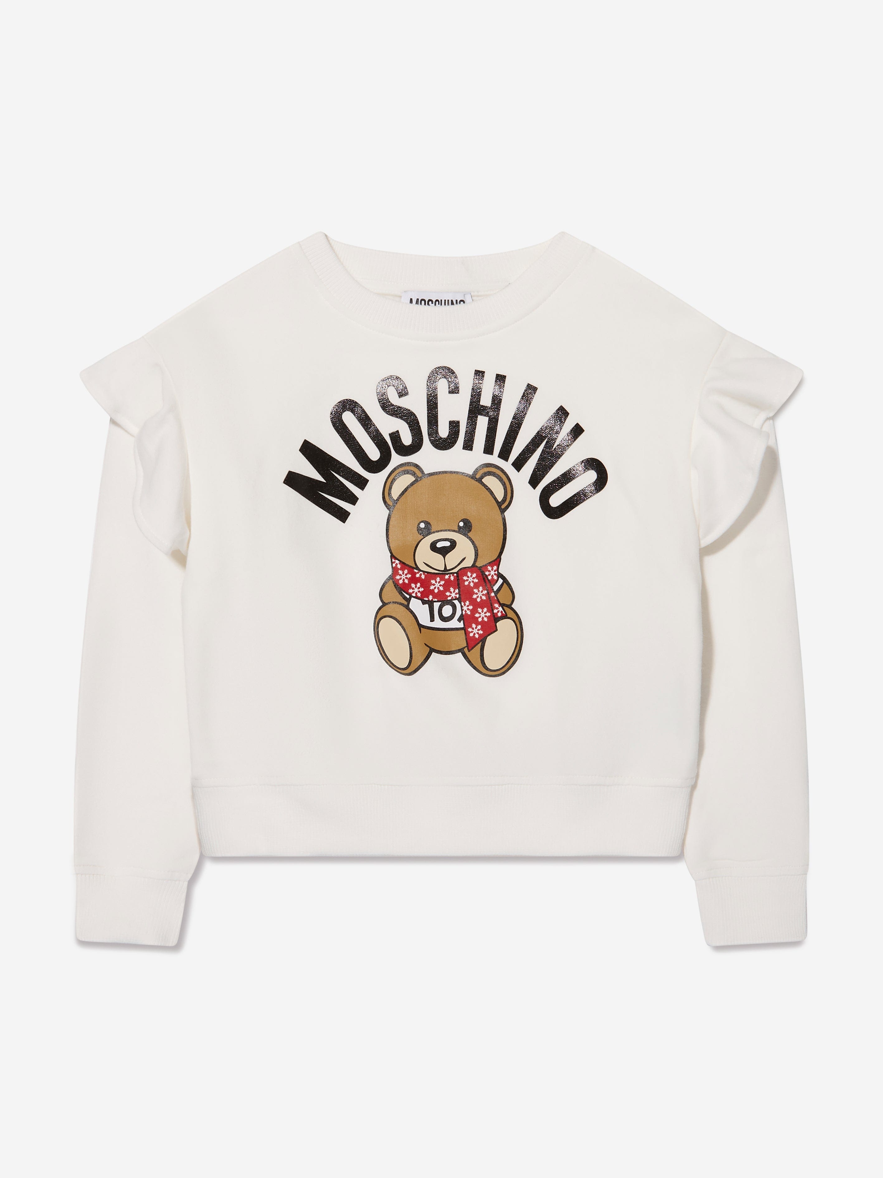 Online Moschino Bear Chain Printed White Sweaters Small