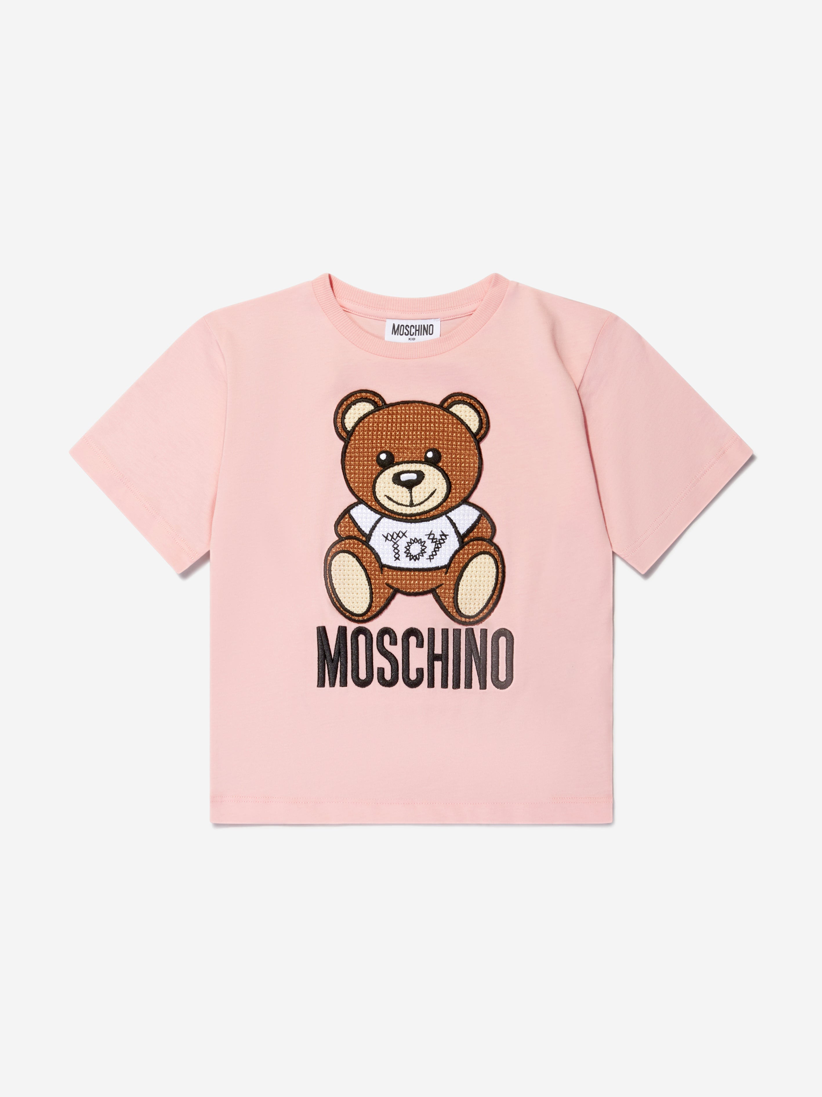 Moschino Baby - Pink Teddy Bear Logo T-Shirt