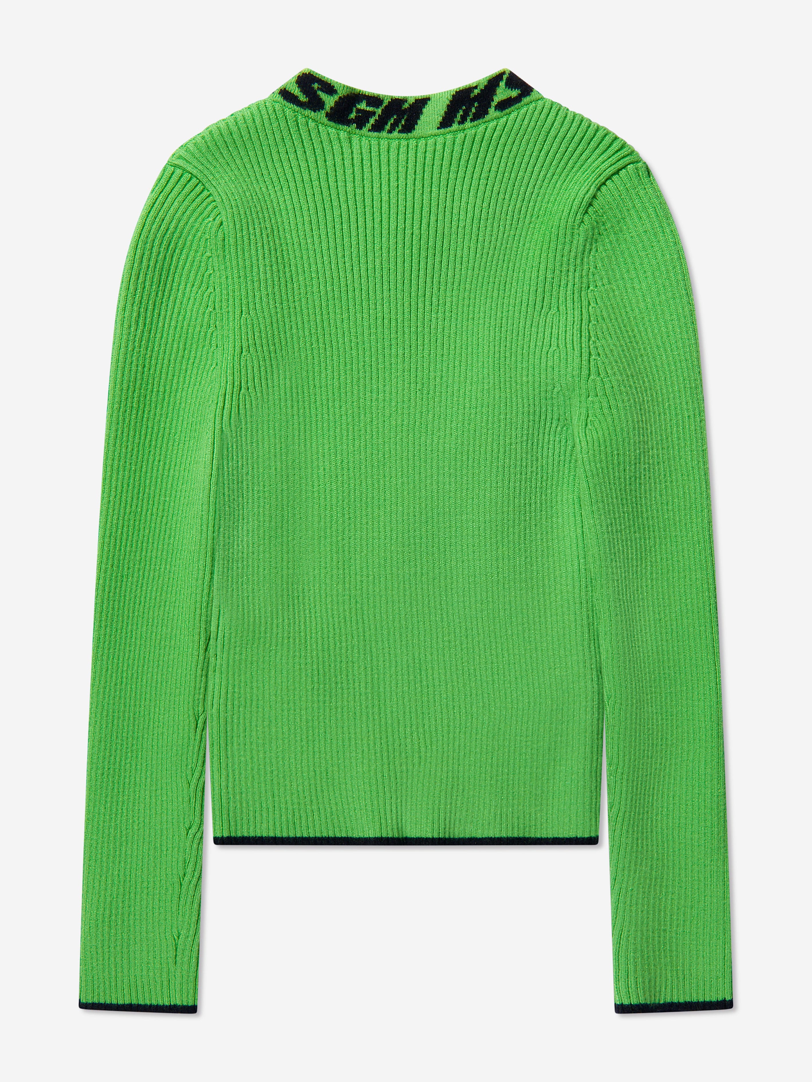 Rib Knitted Turtle Neck Sweater Green