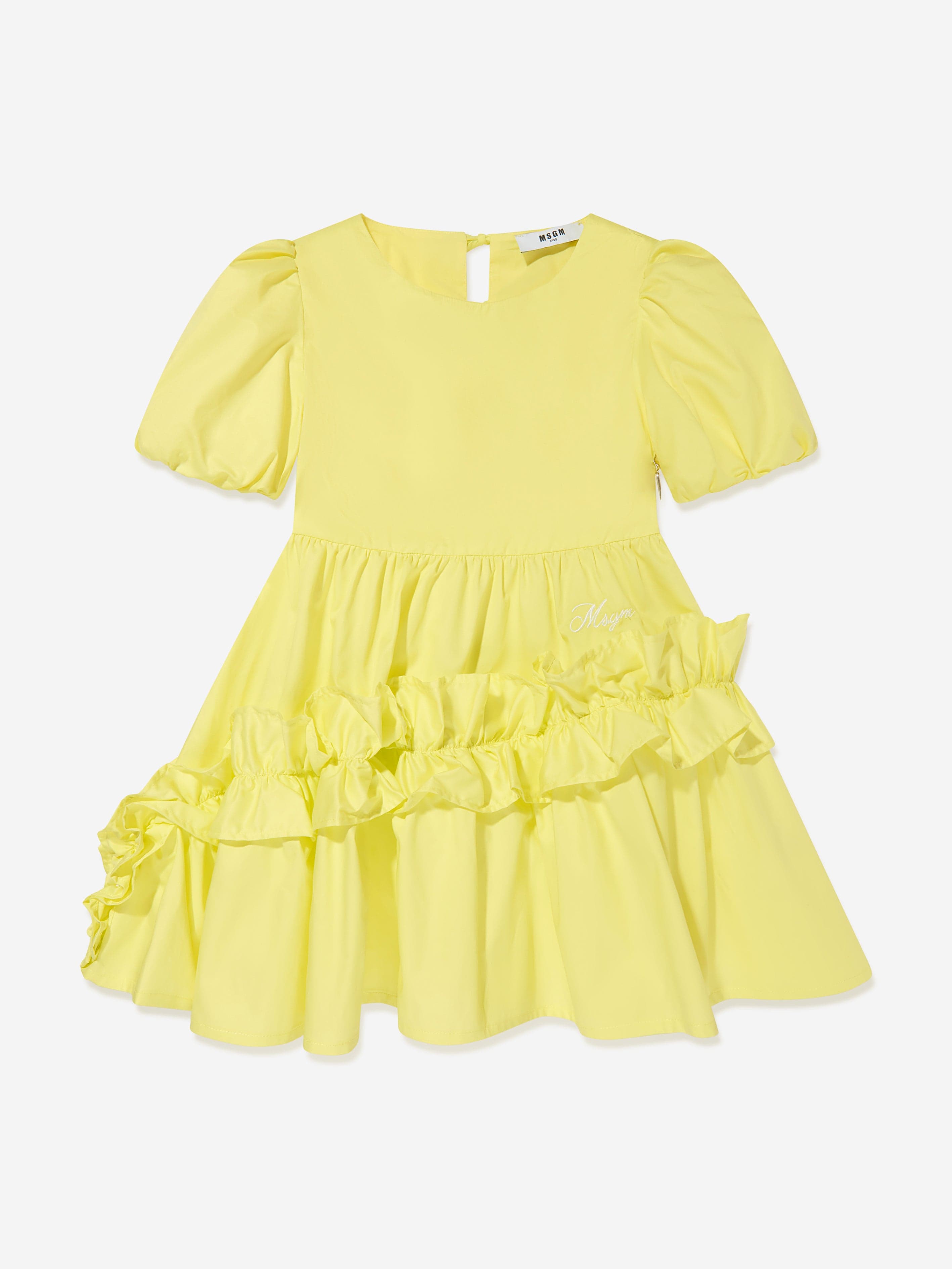 MSGM Girls Poplin Dress in Green Childsplay Clothing