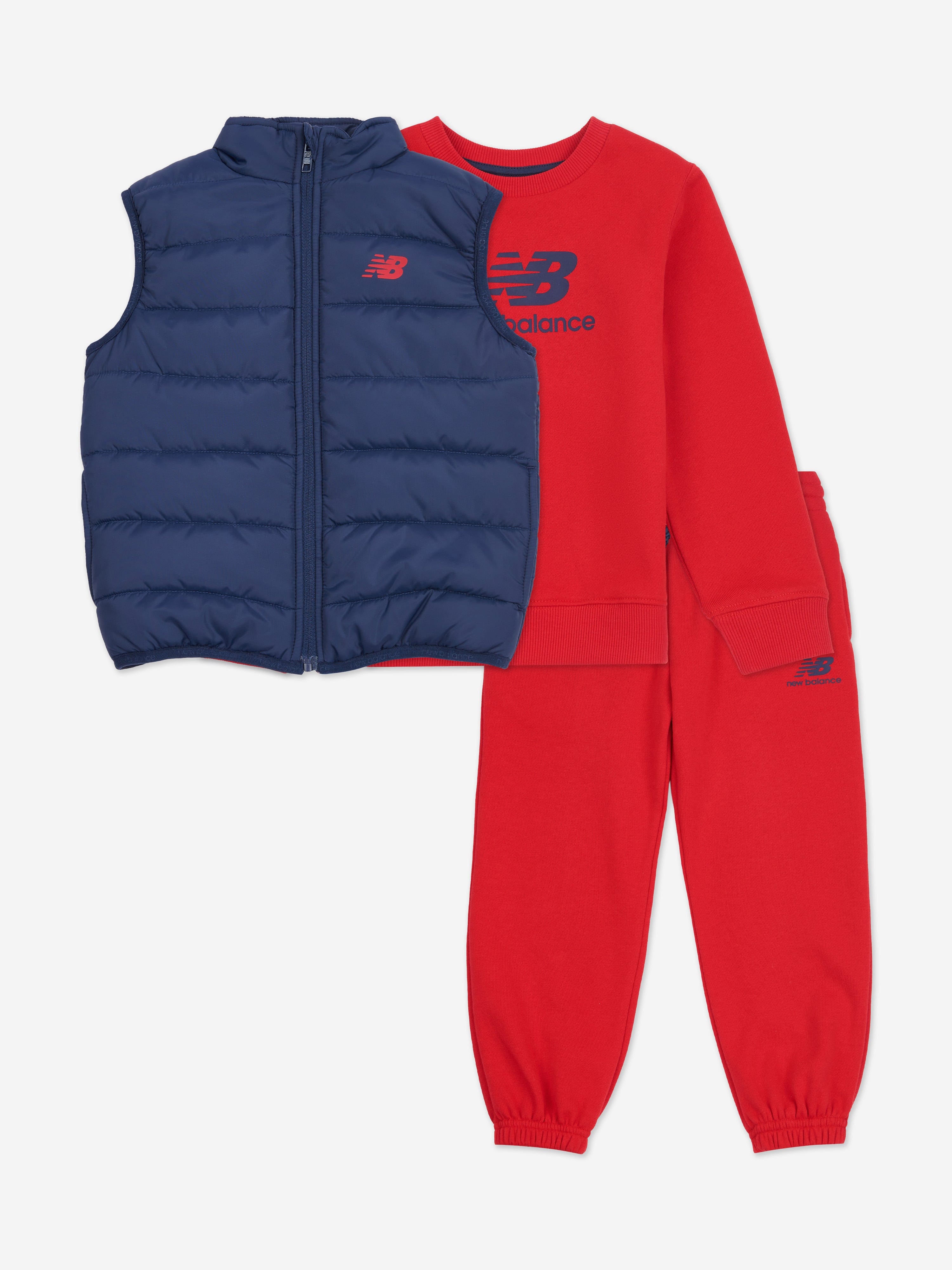 New Balance Baby Boys Tracksuit and Gilet Set in Red Childsplay Clothing