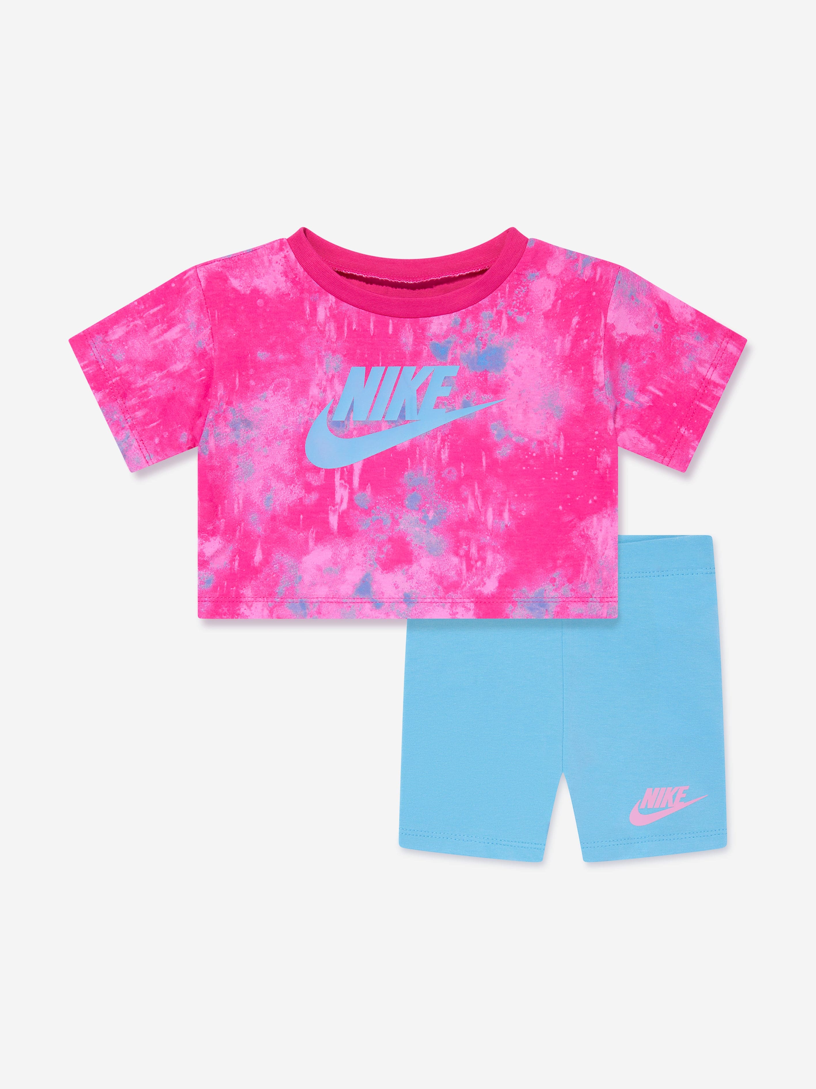 Nike Baby Girls Boxy T Shirt And Bike Shorts Set in Blue