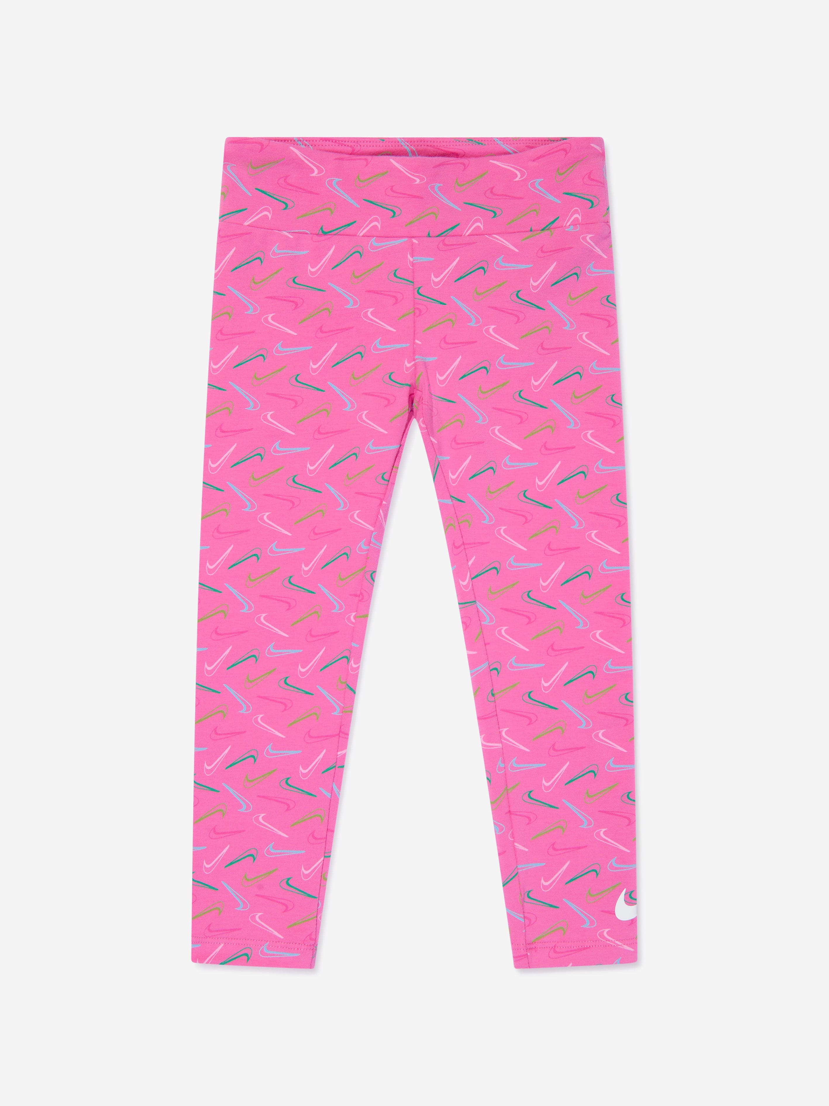 Girls Swoosh Logo Leggings in Pink