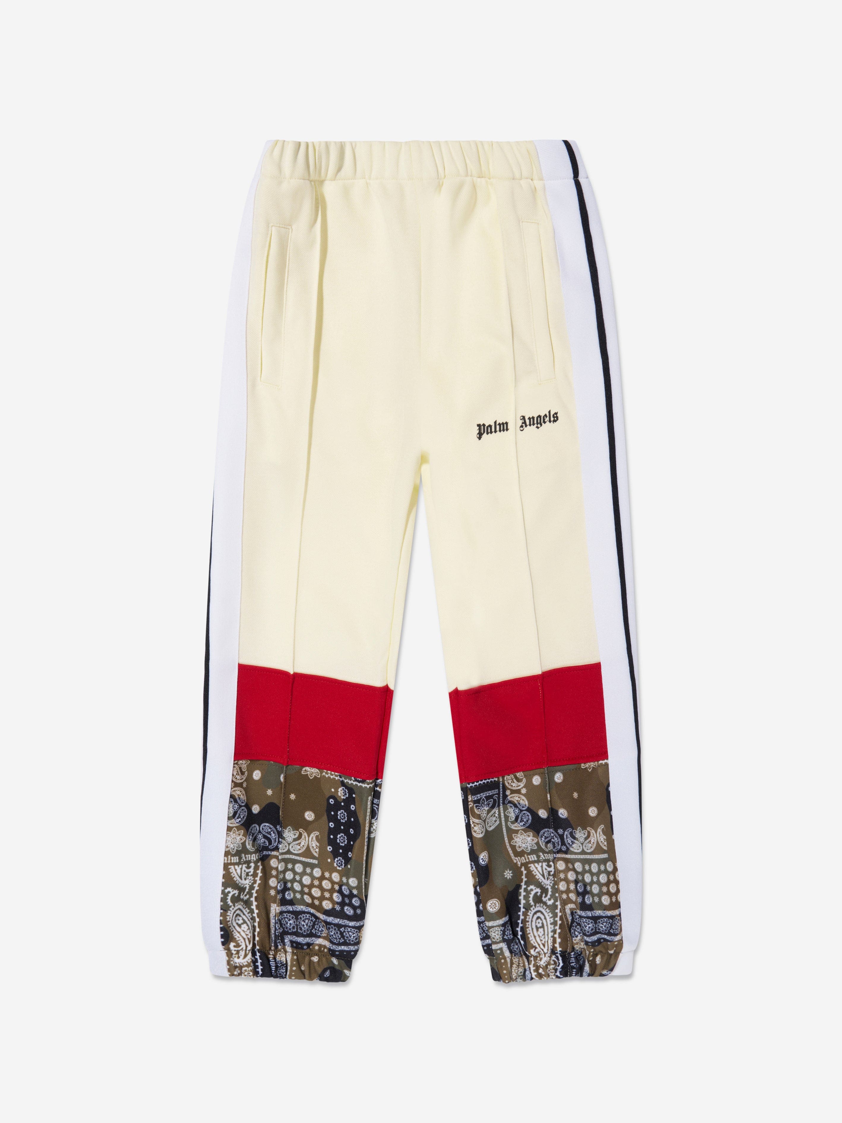 Palm Angels Boys Colourblock Camo Track Pants in White