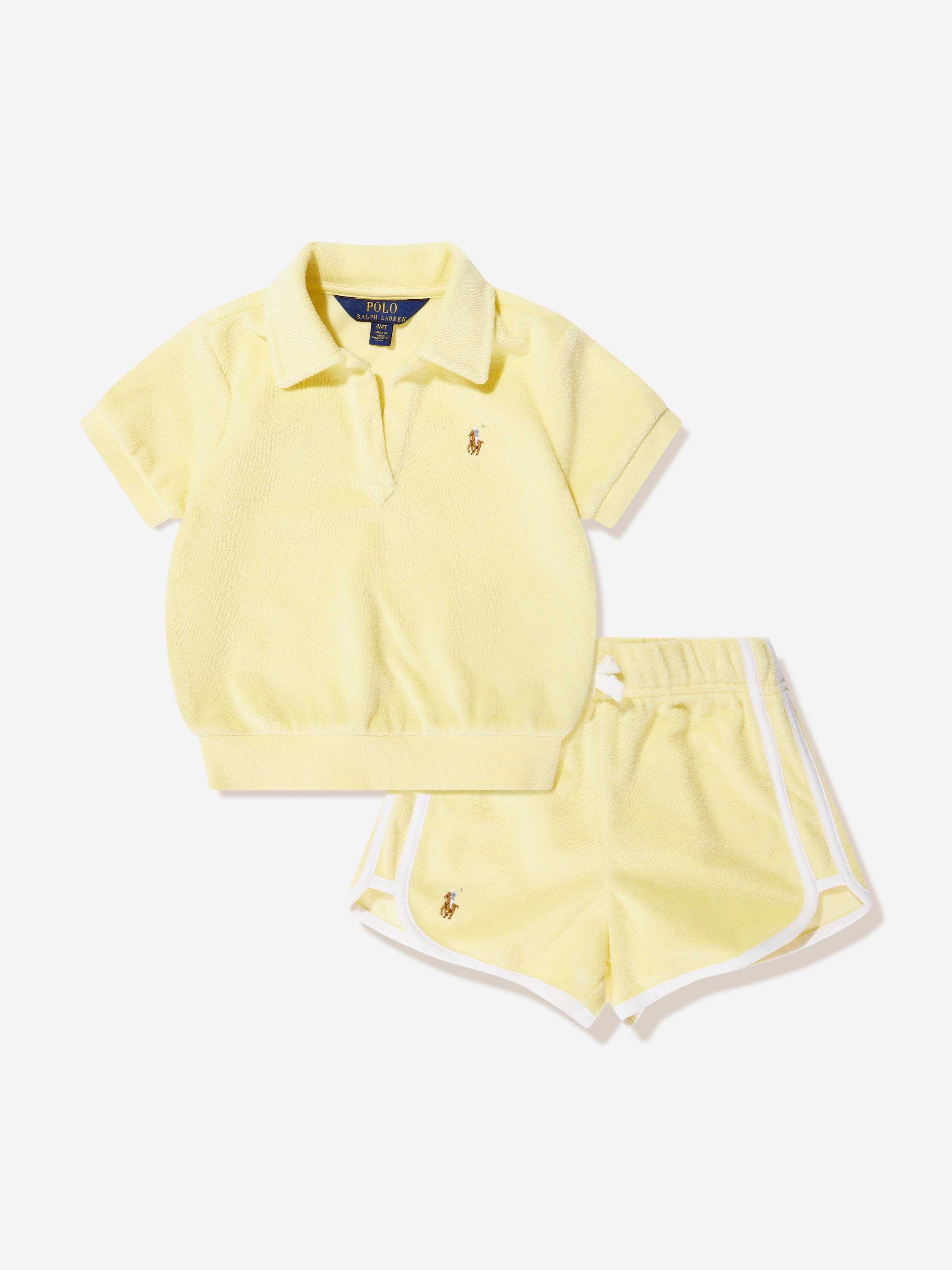 Ralph Lauren Girls Polo Shirt And Short Set in Yellow