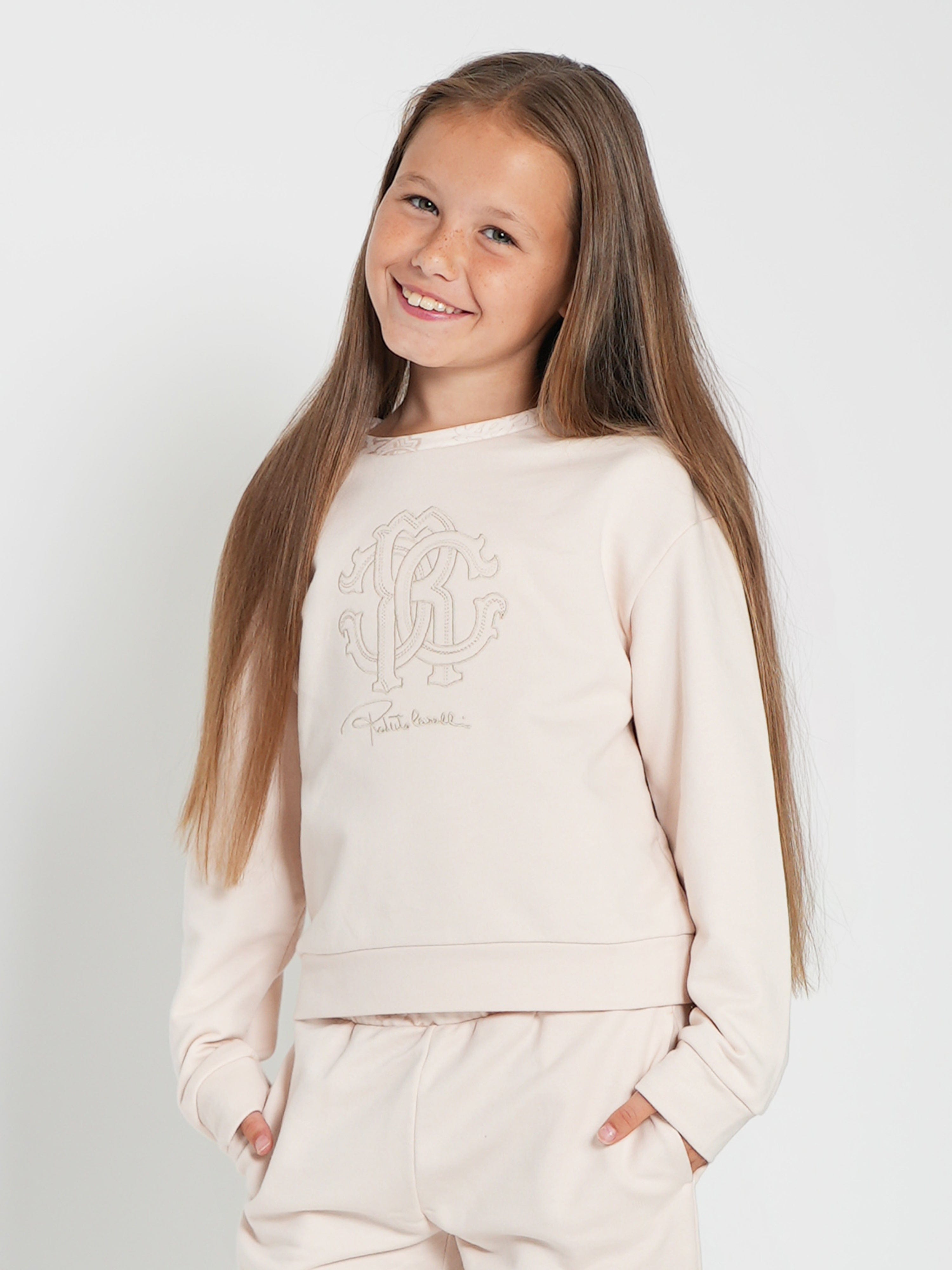 Roberto Cavalli Girls Crewneck Sweatshirt in Beige