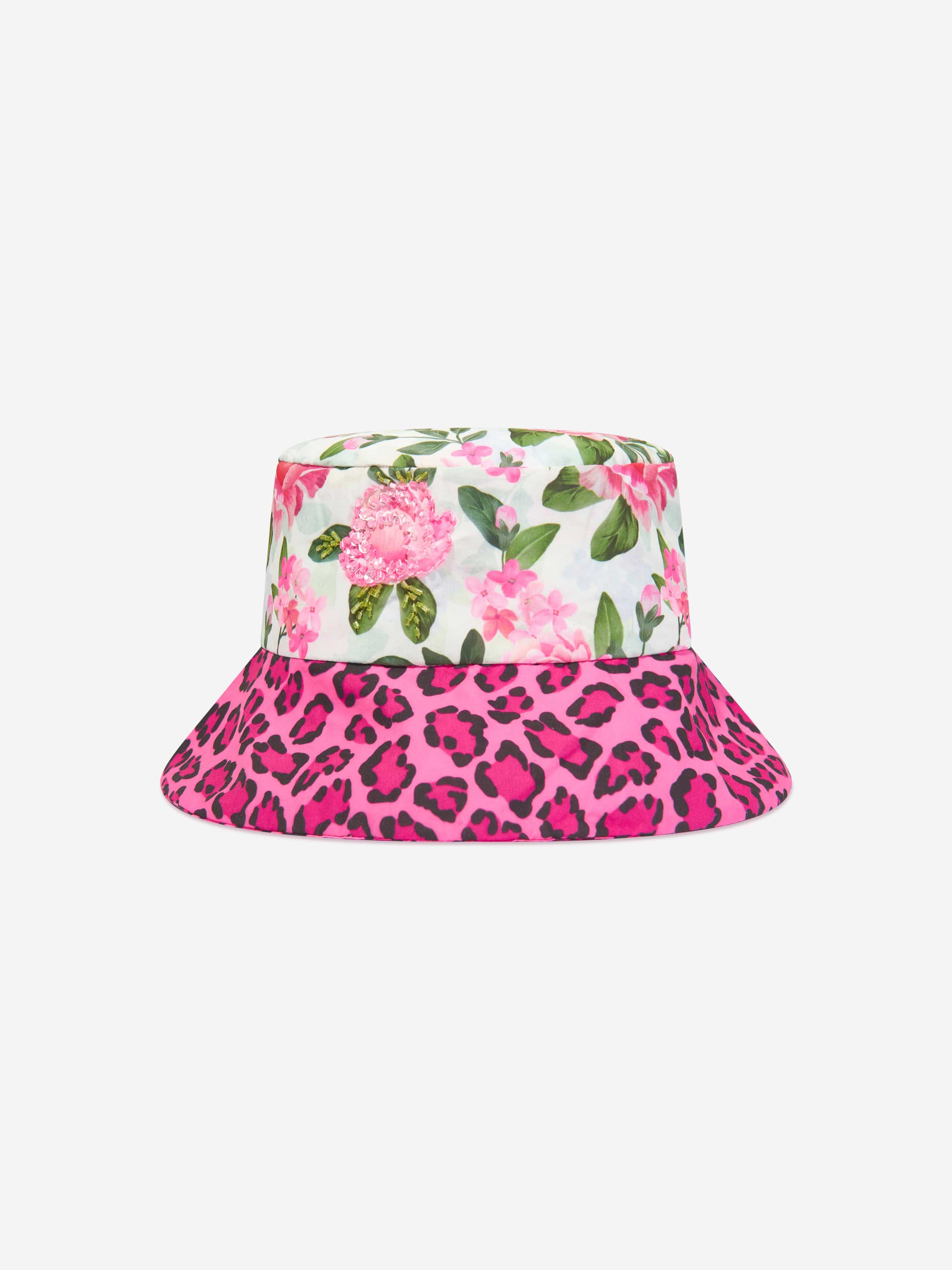 Selini Action Girls Floral And Leopard Bucket Hat in Multicolour