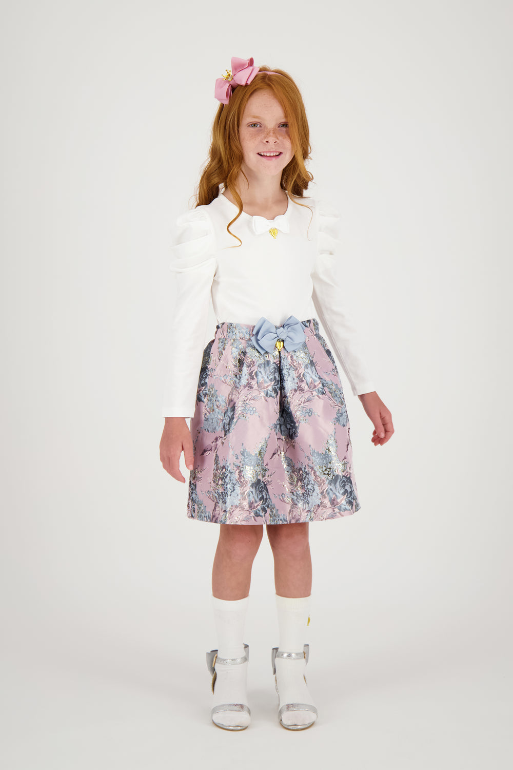 Girls Sybil Jacquard Skirt in Pink | Childsplay Clothing