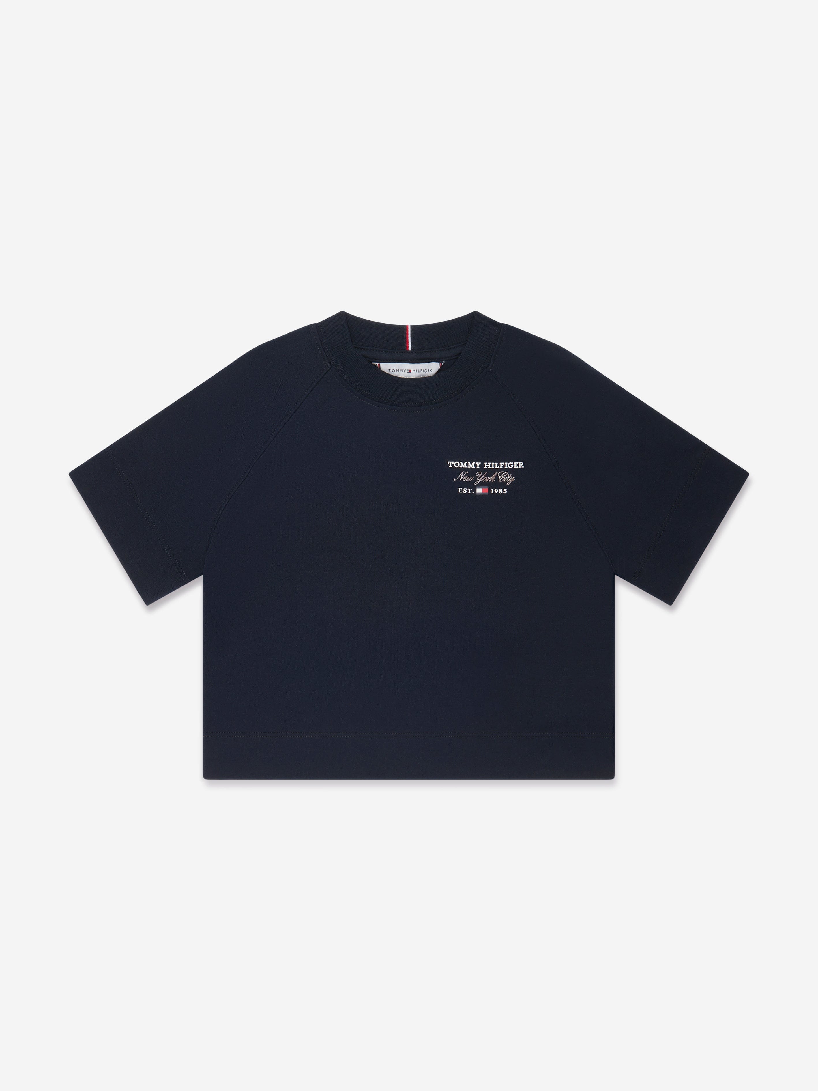 Girls Tommy Script T Shirt in Navy