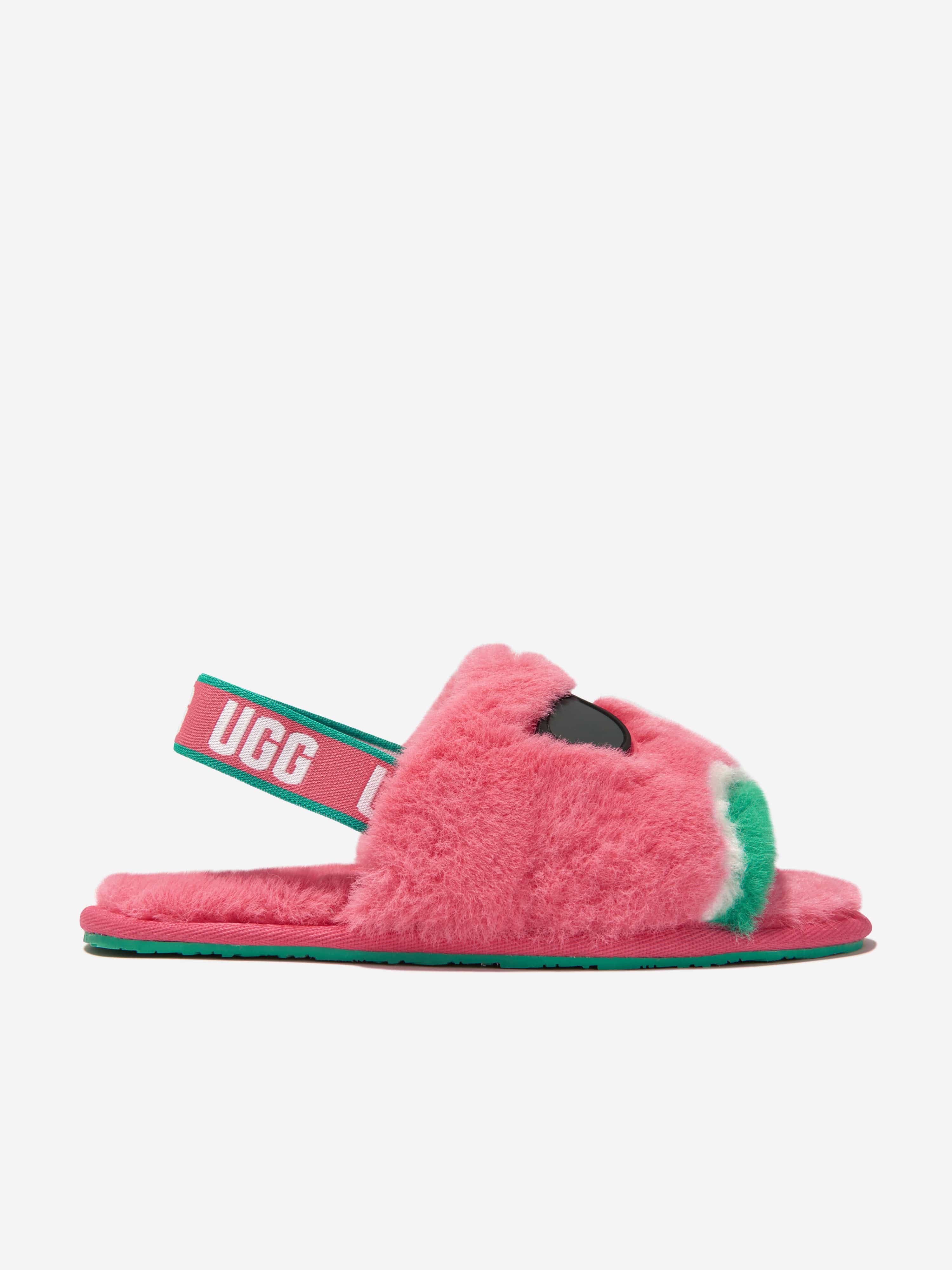 Girls Fluff Yeah Watermelon Stuffie Slippers in Pink