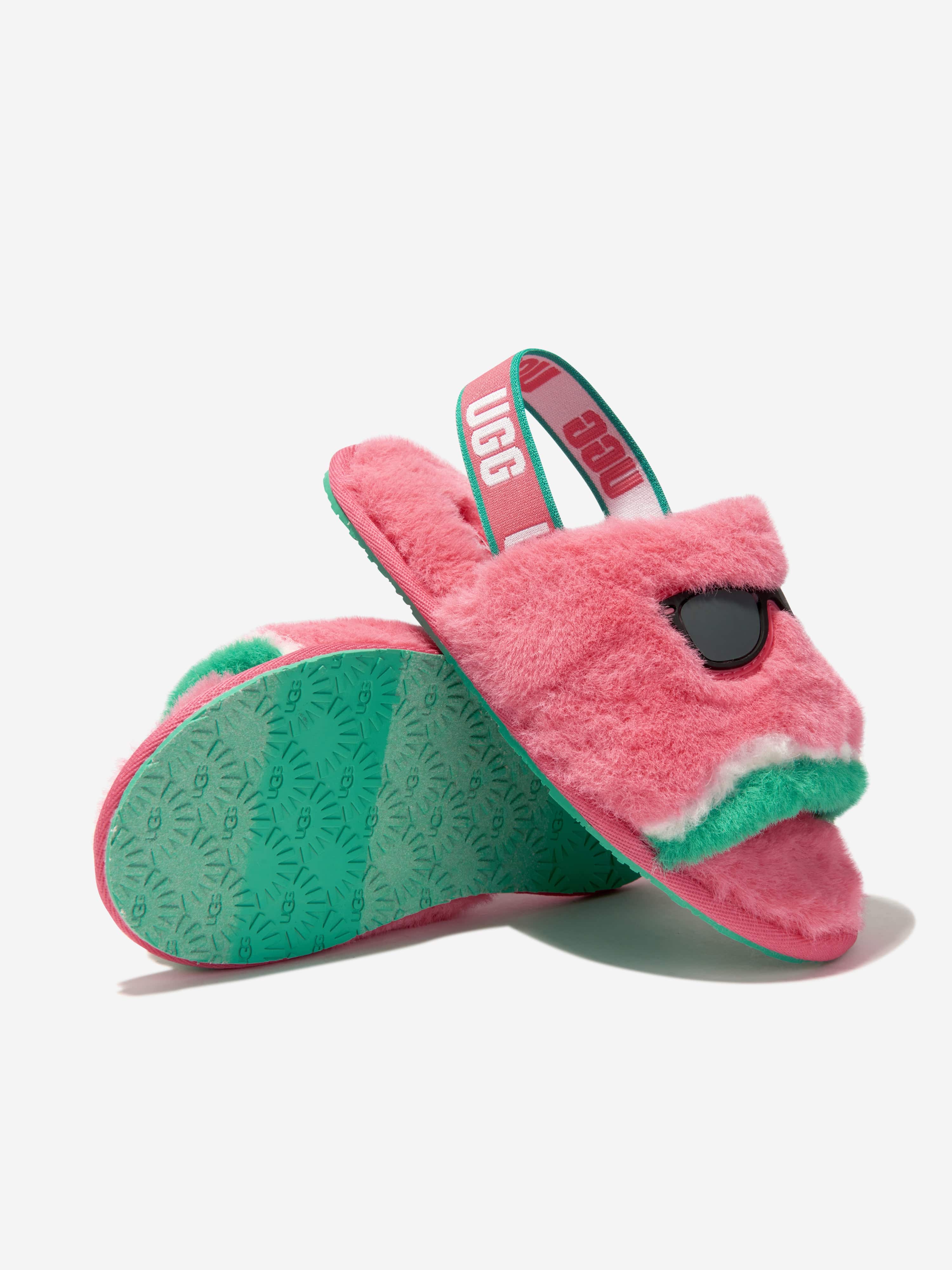 Girls Fluff Yeah Watermelon Stuffie Slippers in Pink